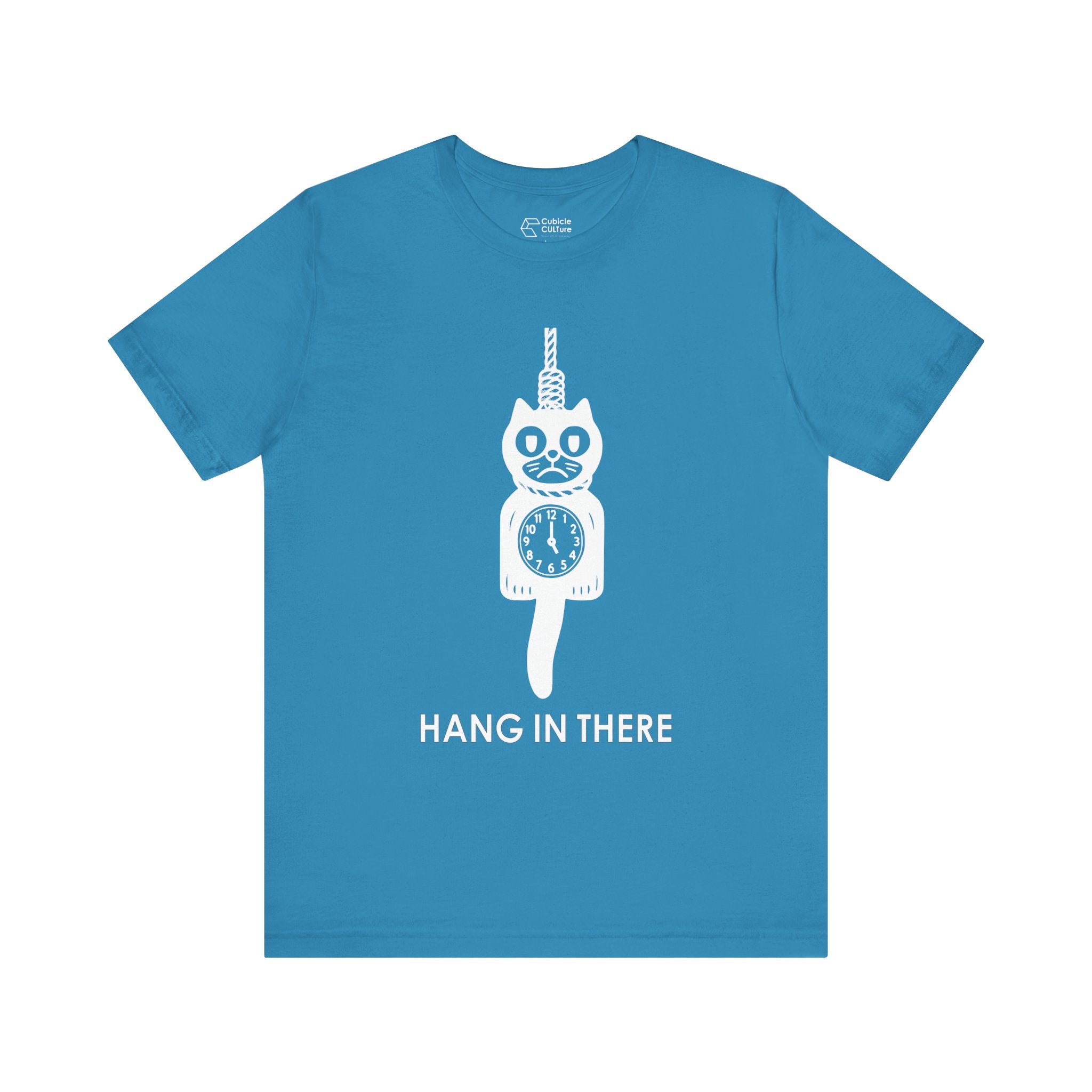 Hang In There T-Shirt – Dark Humor Cat Clock Parody Graphic Tee