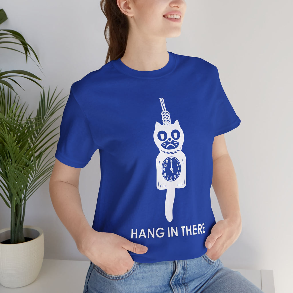 Hang In There T-Shirt – Dark Humor Cat Clock Parody Graphic Tee