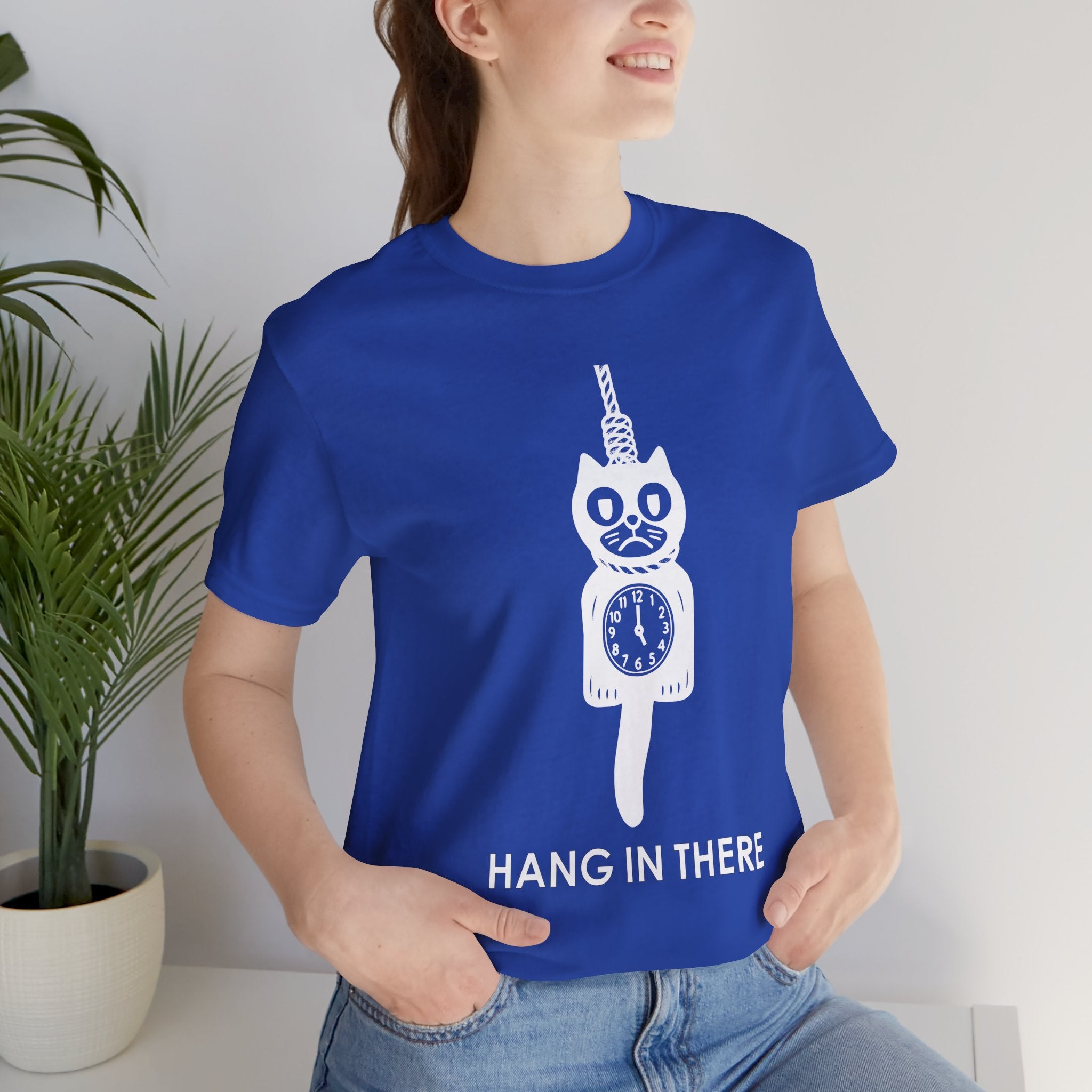 Hang In There T-Shirt – Dark Humor Cat Clock Parody Graphic Tee
