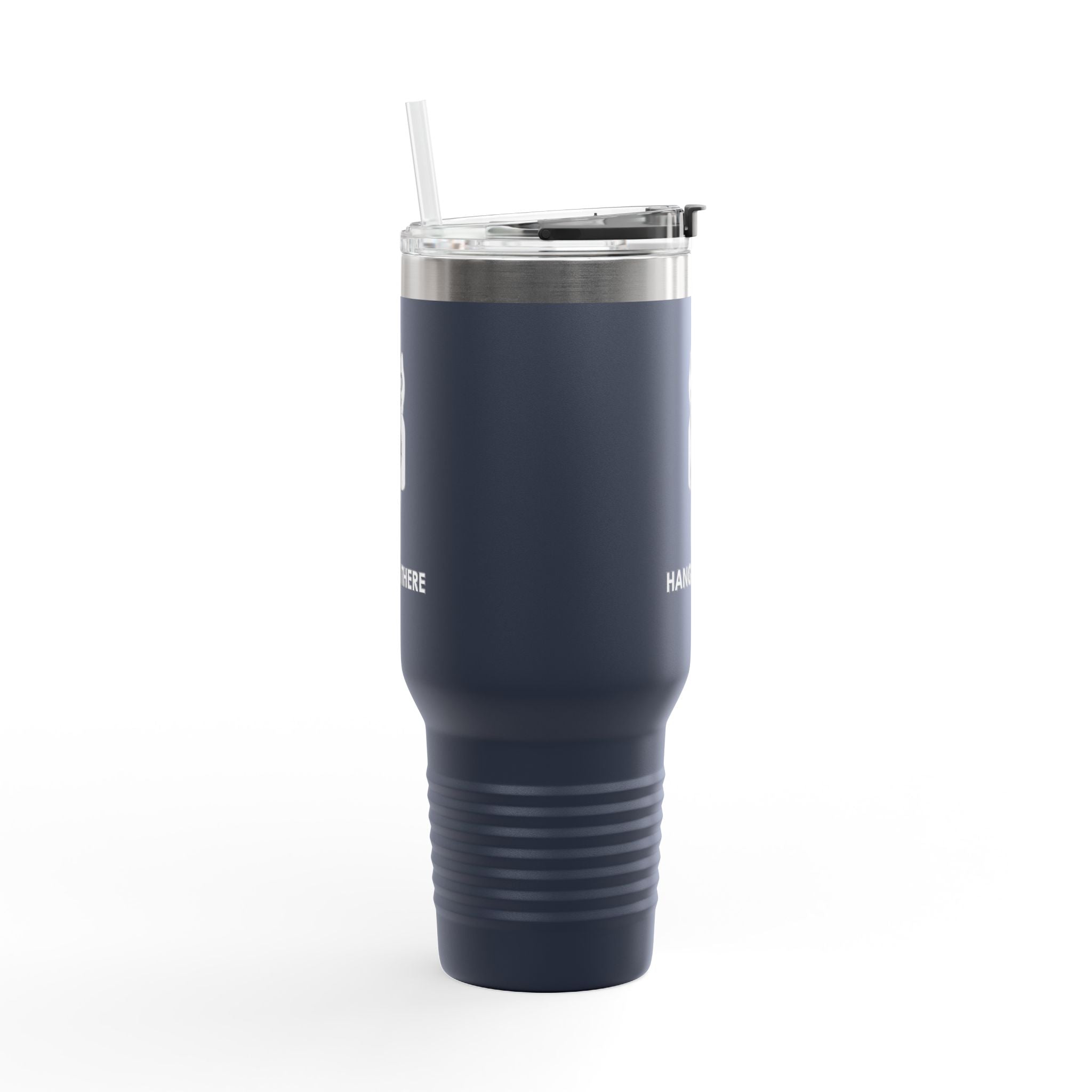 Hang In There Travel Mug – Dark Humor Cat Clock Parody Tumbler