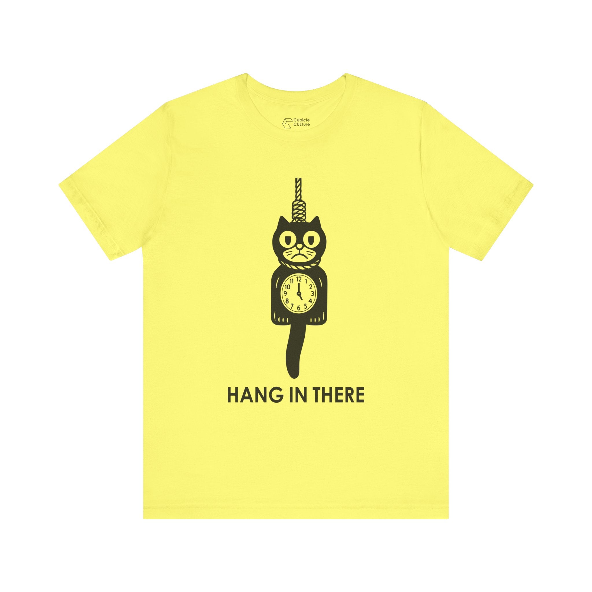 Hang In There T-Shirt – Dark Humor Cat Clock Parody Graphic Tee