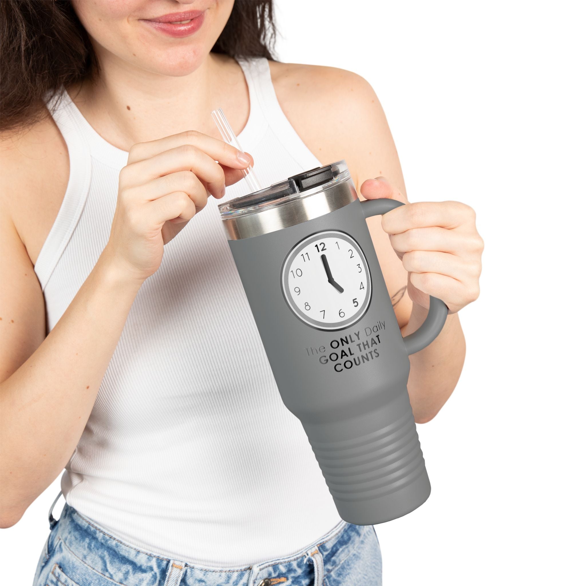 5 O’Clock Daily Goal Travel Mug – Dark Humor Office Survival Tumbler