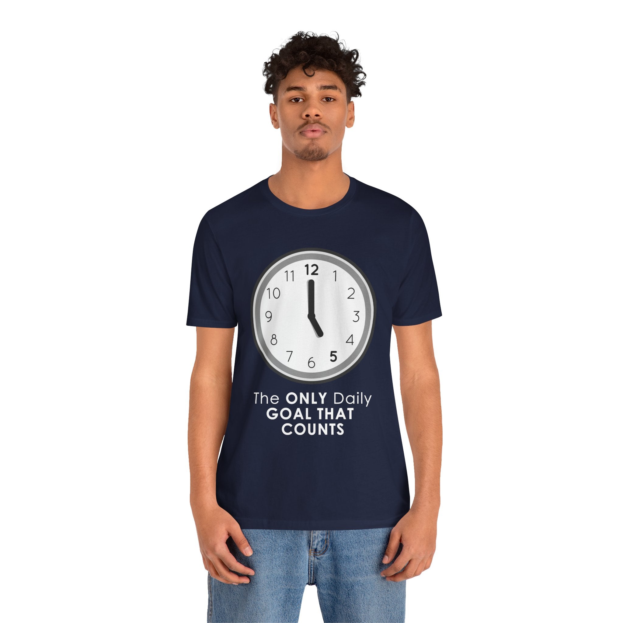 5 O’Clock Daily Goal T-Shirt – Dark Humor Office Survival Graphic Tee