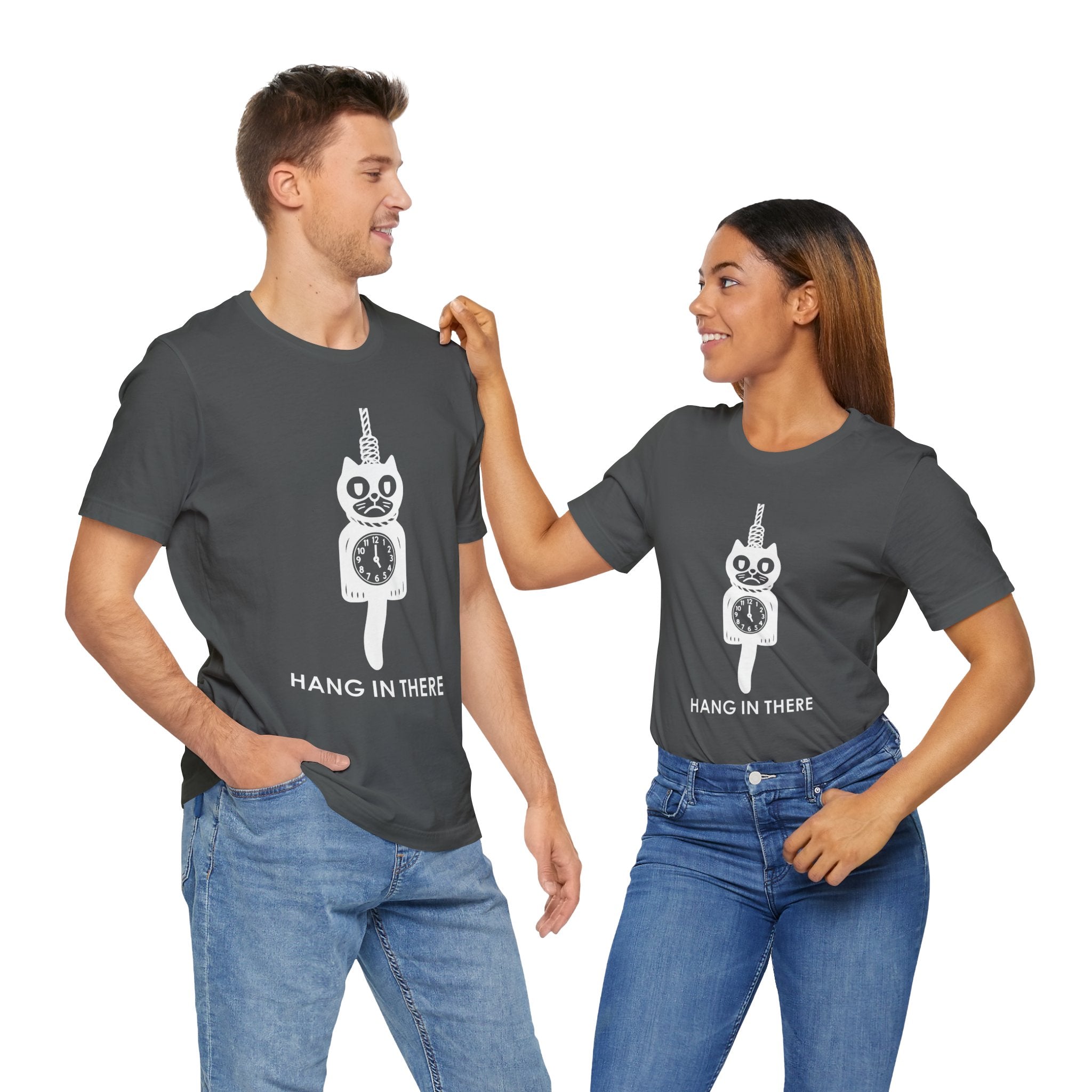 Hang In There T-Shirt – Dark Humor Cat Clock Parody Graphic Tee