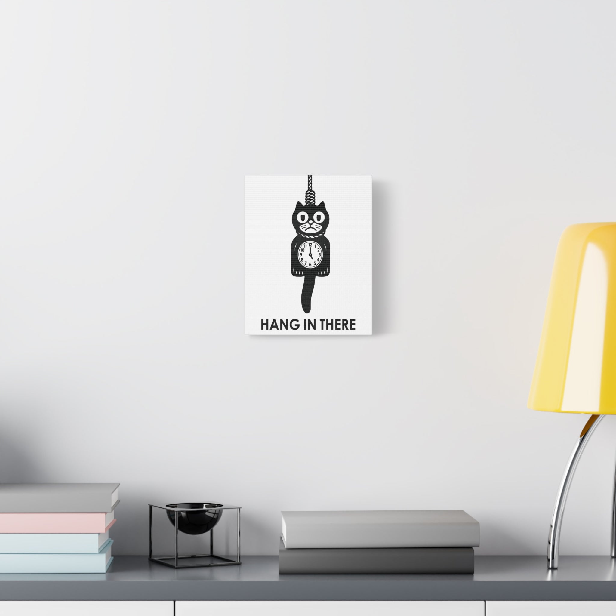 Hang In There Canvas – Dark Humor Cat Clock Parody Office Wall Art
