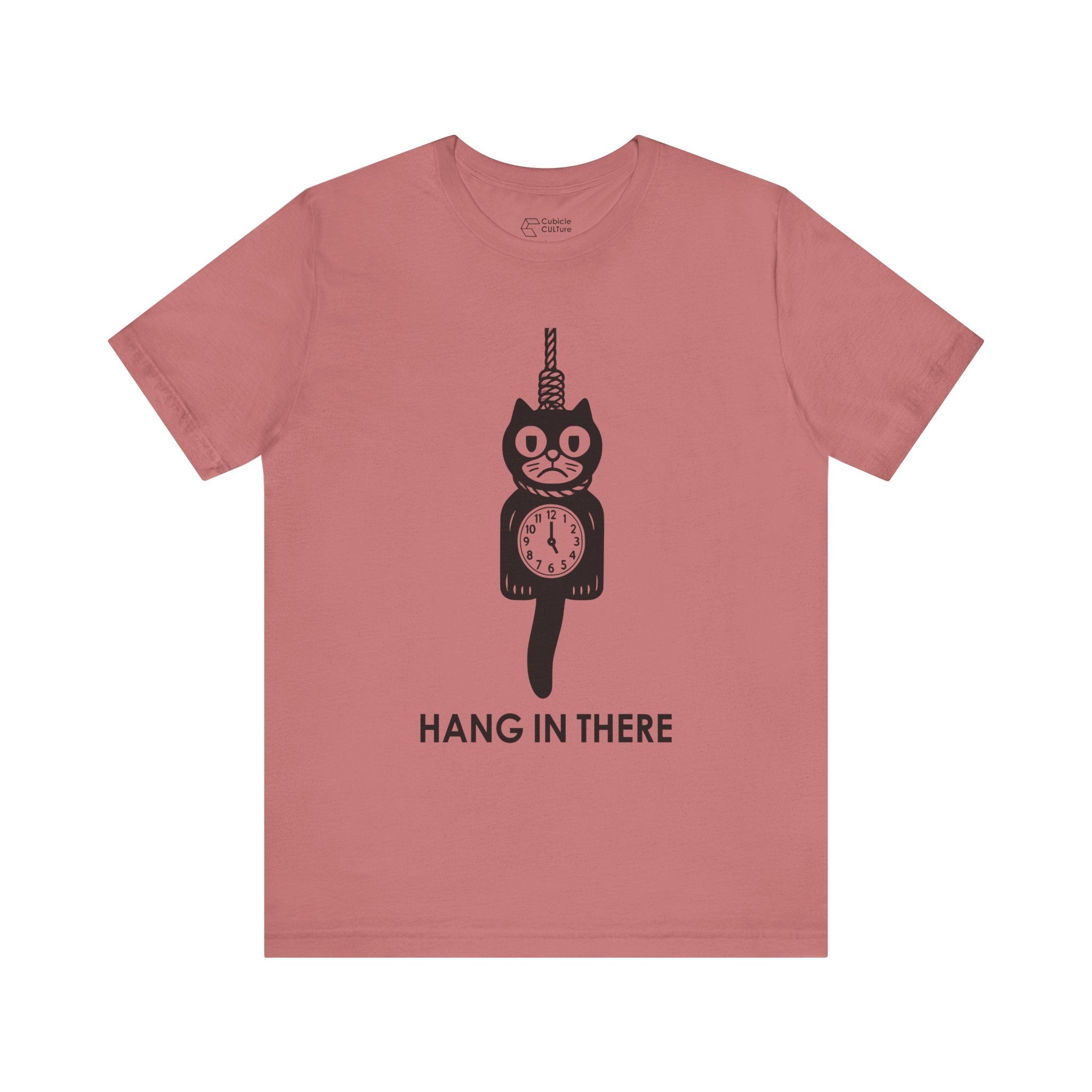Hang In There T-Shirt – Dark Humor Cat Clock Parody Graphic Tee