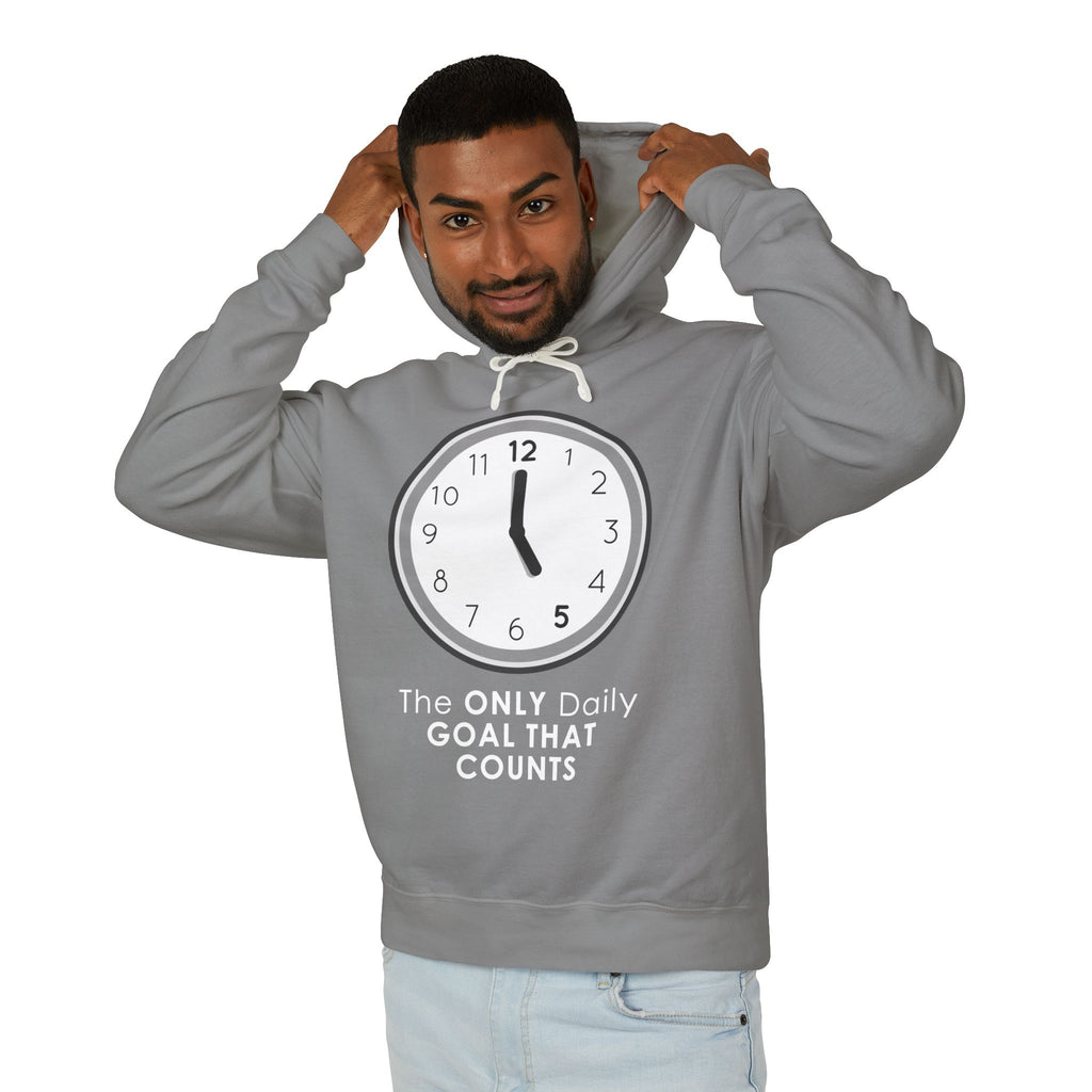 5 O’Clock Daily Goal Hoodie – Dark Humor Office Survival Sweatshirt