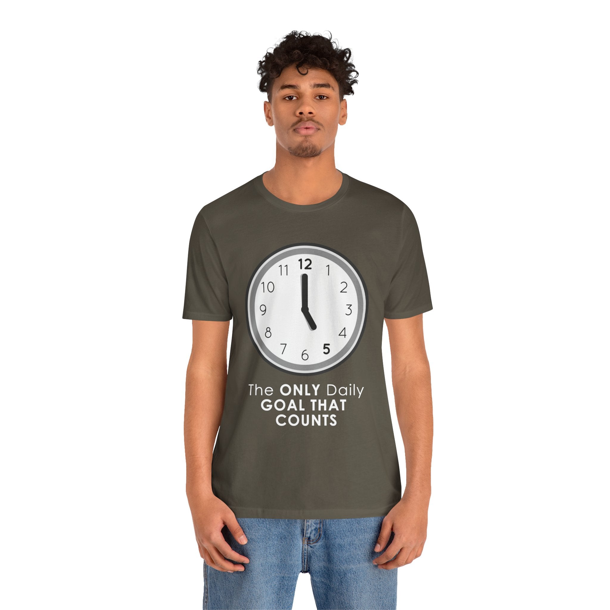 5 O’Clock Daily Goal T-Shirt – Dark Humor Office Survival Graphic Tee