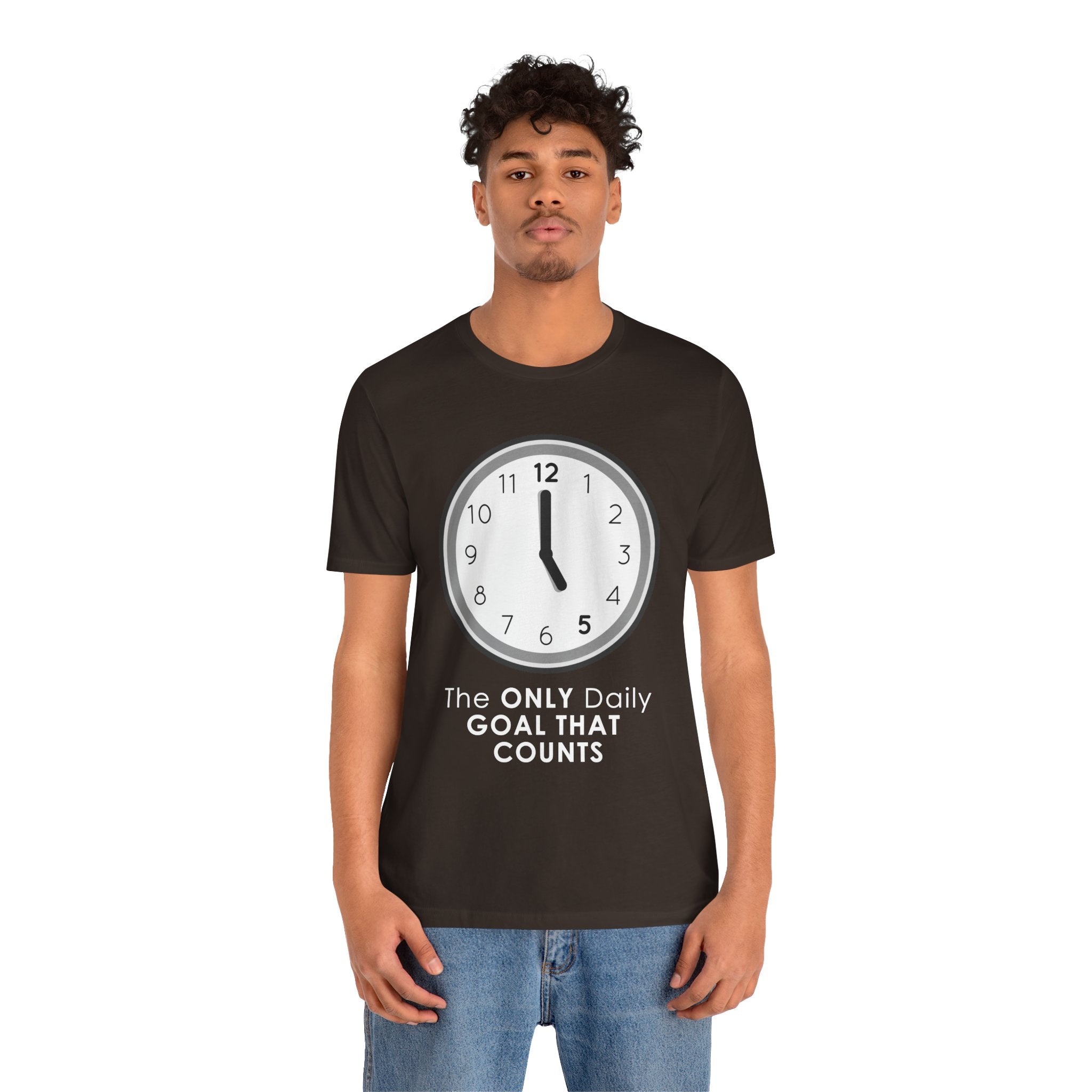 5 O’Clock Daily Goal T-Shirt – Dark Humor Office Survival Graphic Tee
