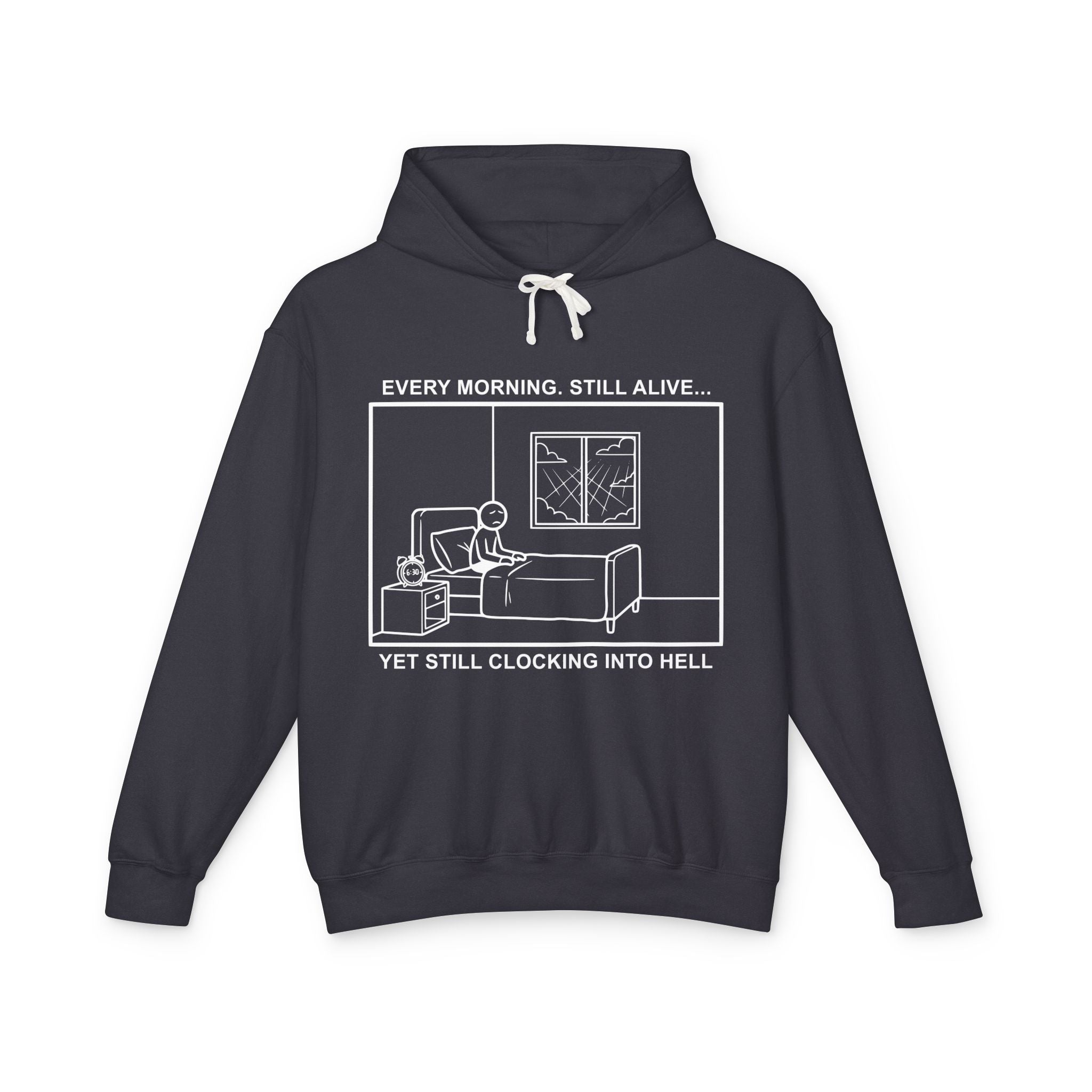 Every Morning — Clocking into Hell – Cliffverse Office Humor Hoodie for Corporate Survivors