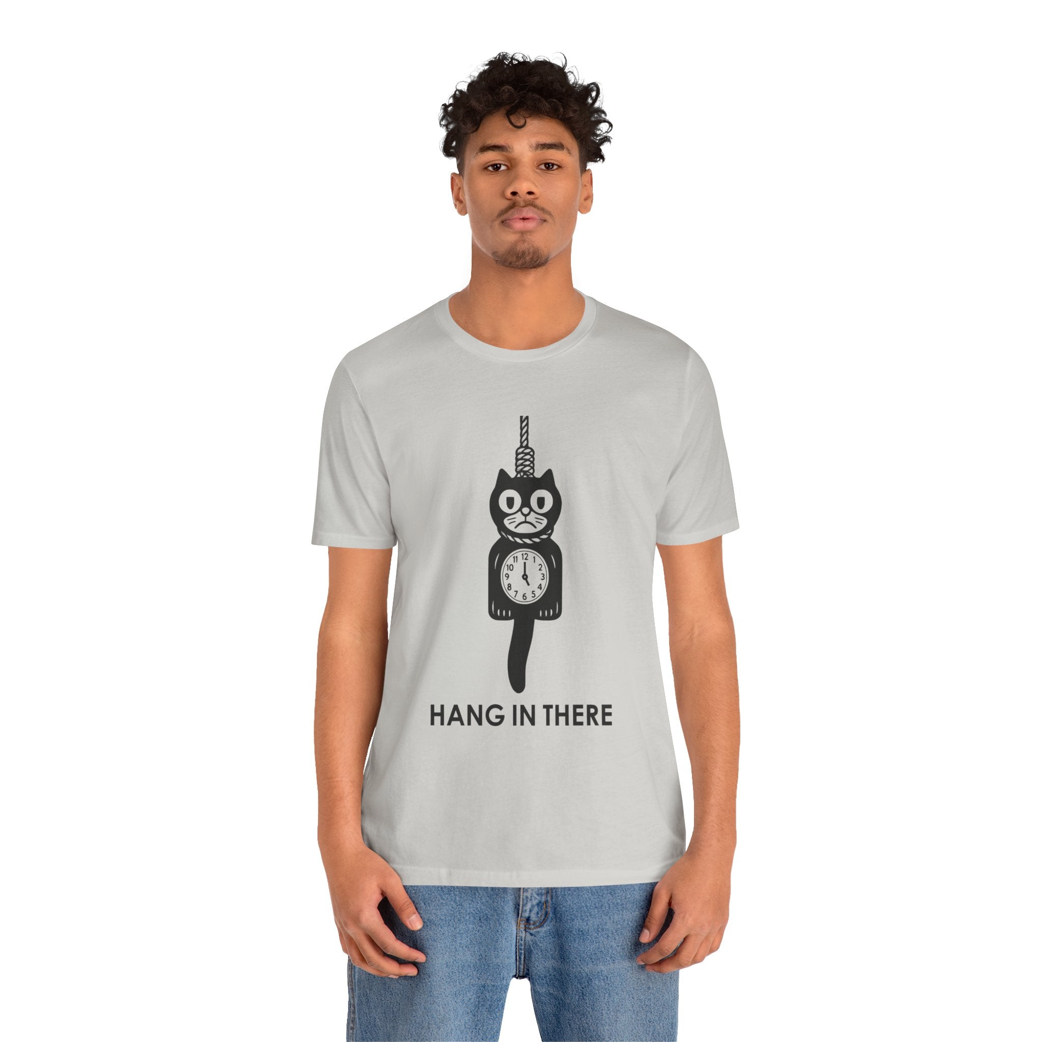 Hang In There T-Shirt – Dark Humor Cat Clock Parody Graphic Tee