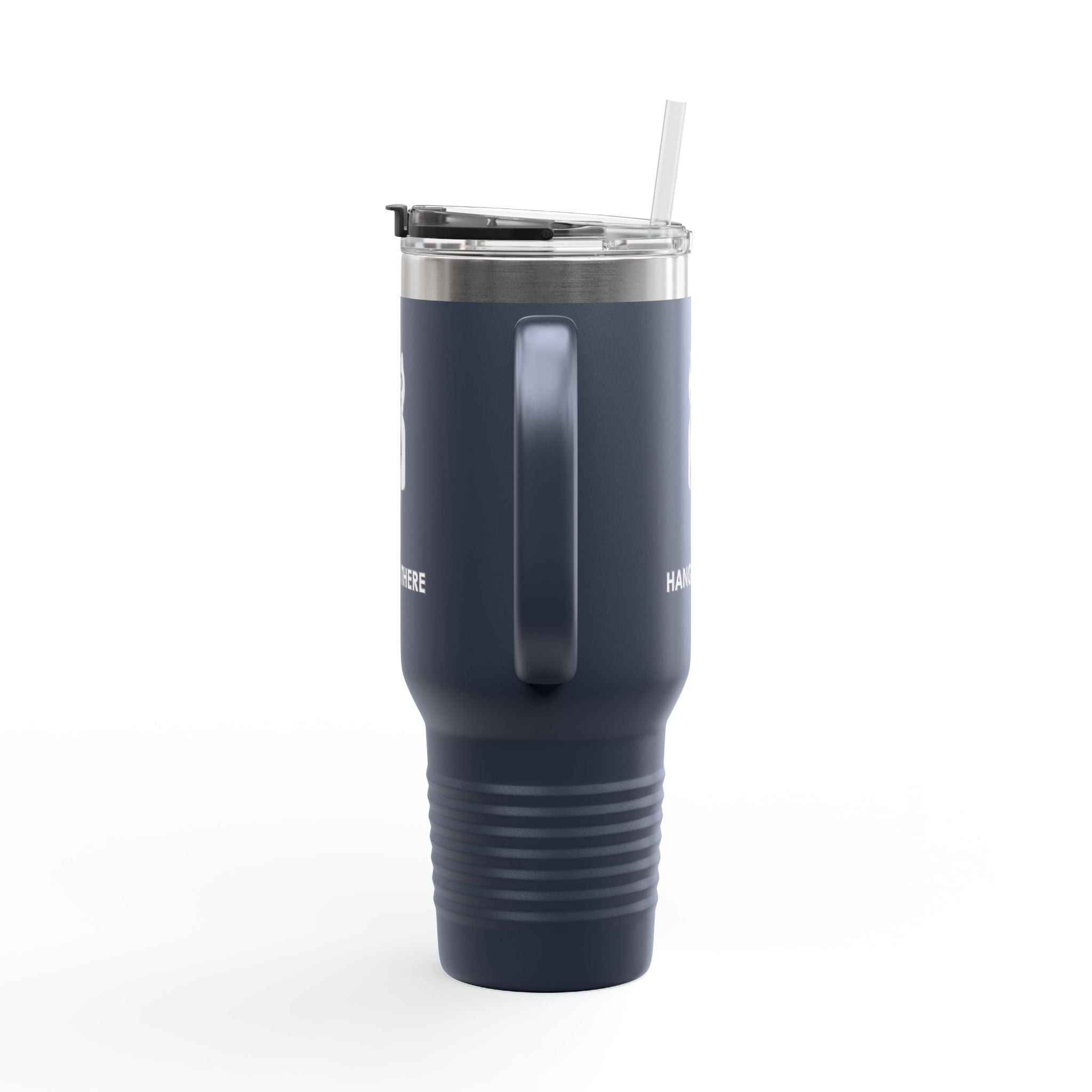 Hang In There Travel Mug – Dark Humor Cat Clock Parody Tumbler