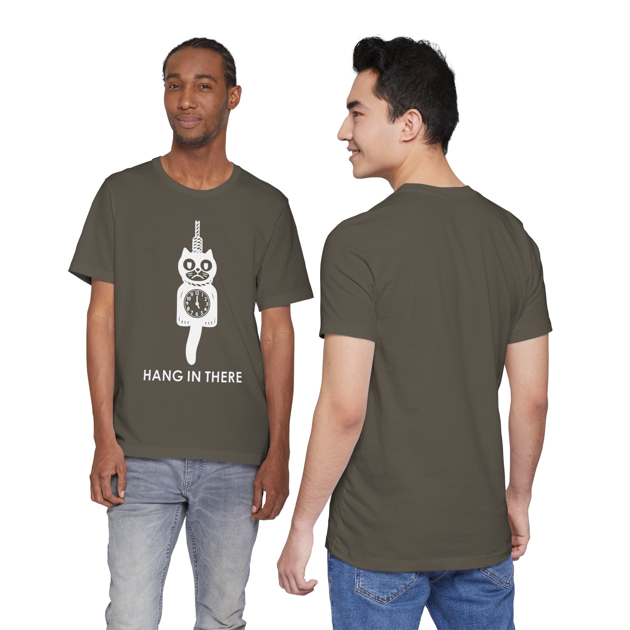 Hang In There T-Shirt – Dark Humor Cat Clock Parody Graphic Tee