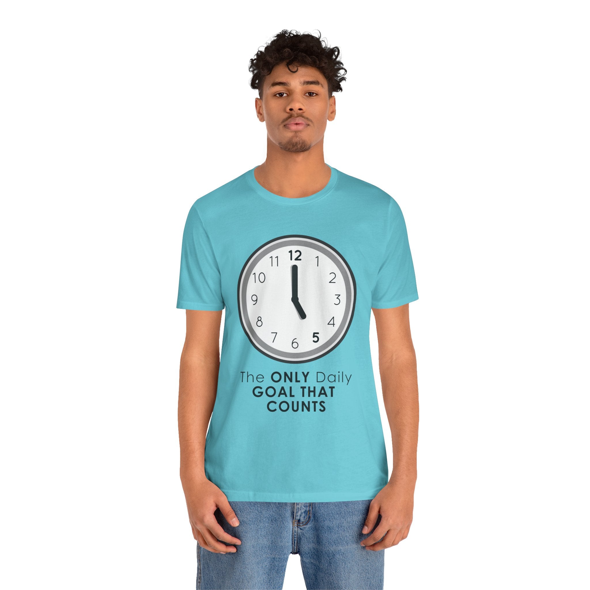 5 O’Clock Daily Goal T-Shirt – Dark Humor Office Survival Graphic Tee