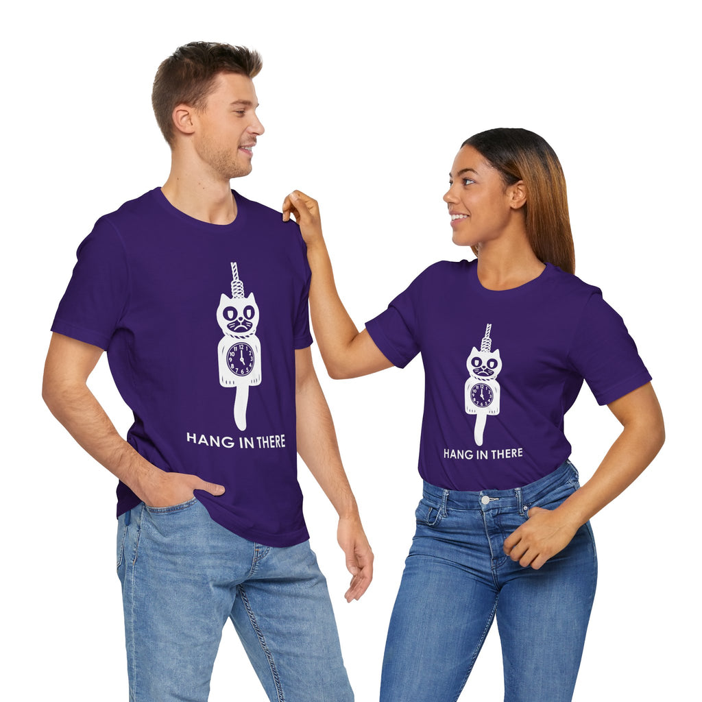 Hang In There T-Shirt – Dark Humor Cat Clock Parody Graphic Tee