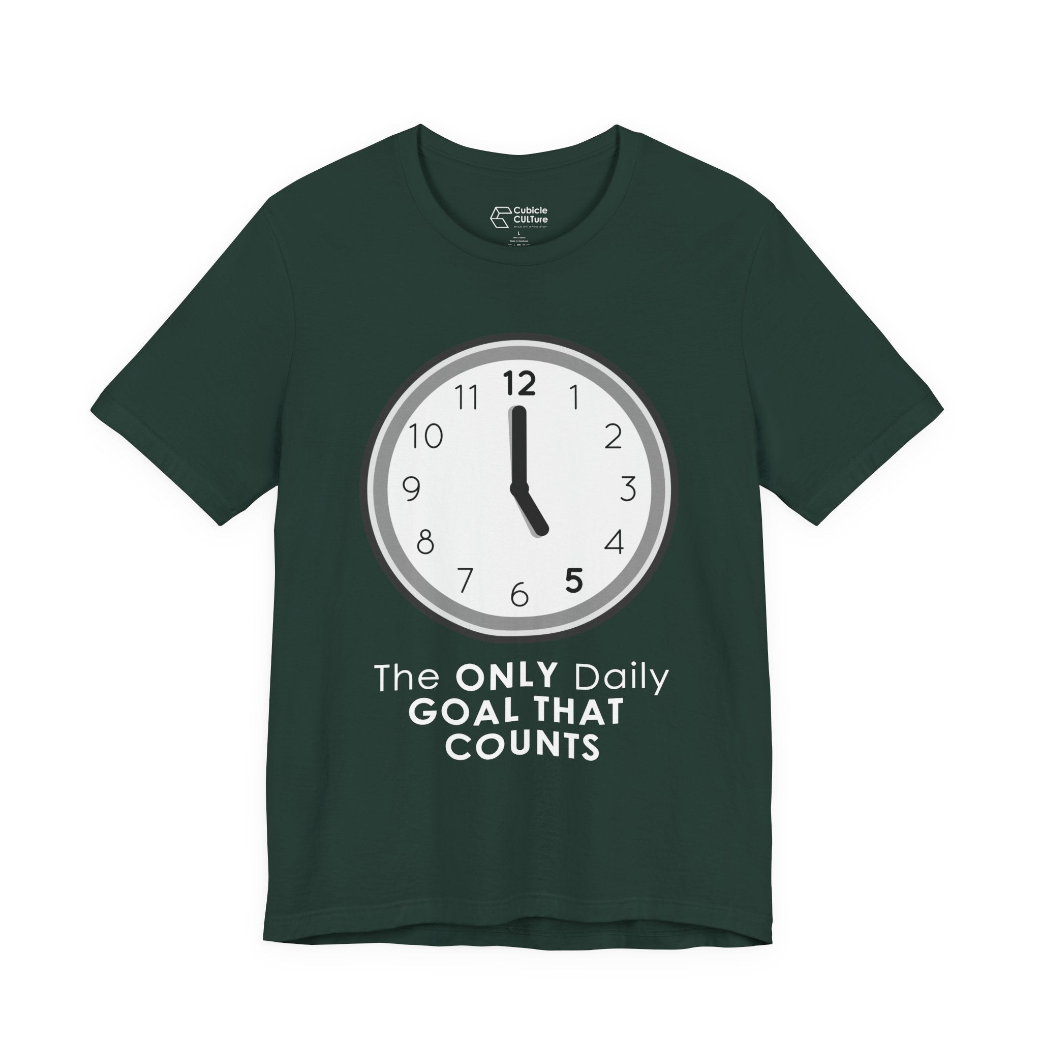 5 O’Clock Daily Goal T-Shirt – Dark Humor Office Survival Graphic Tee