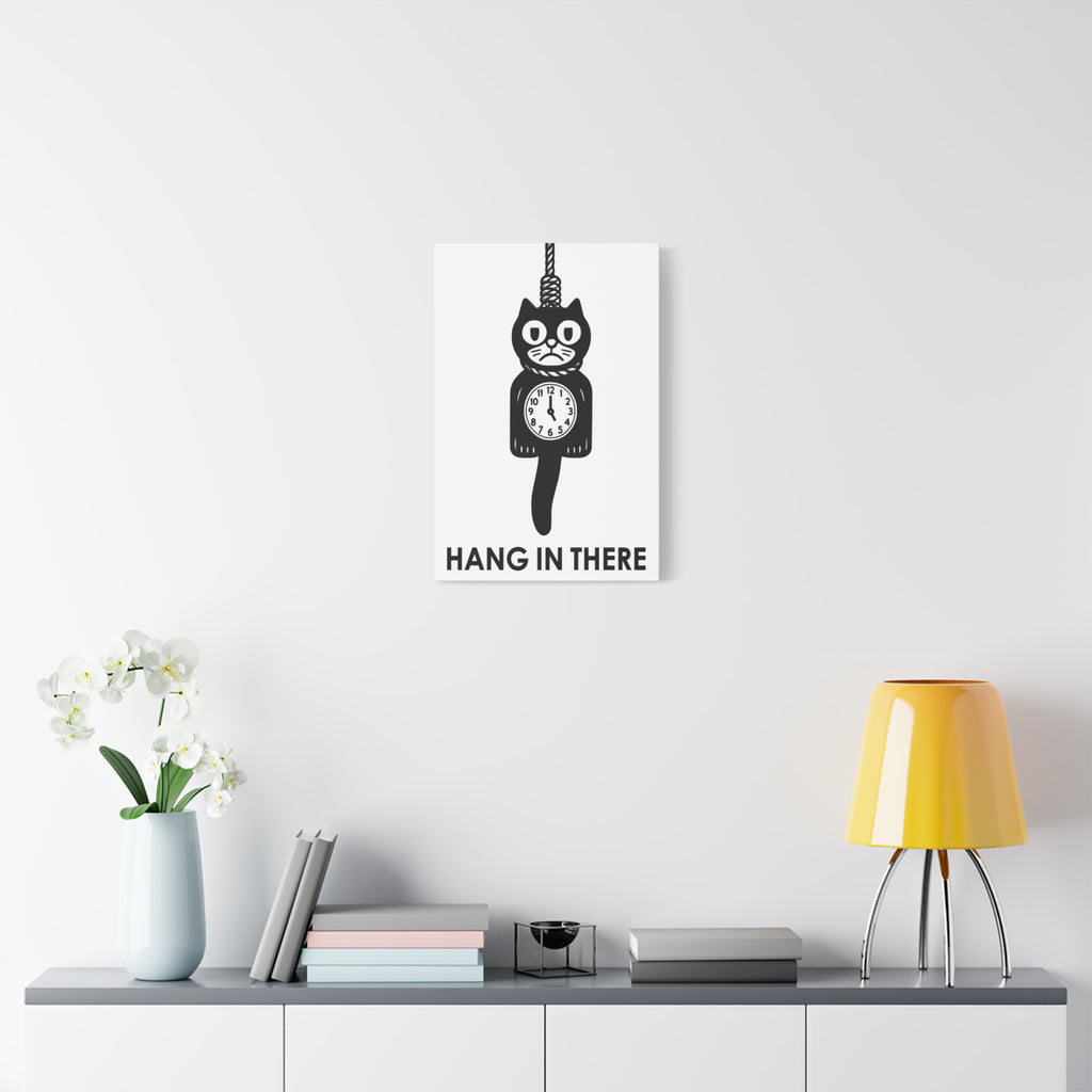 Hang In There Canvas – Dark Humor Cat Clock Parody Office Wall Art