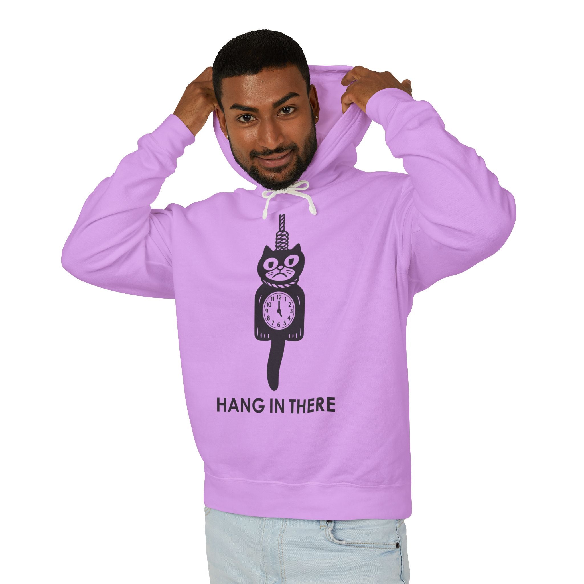 Hang In There Hoodie – Dark Humor Cat Clock Parody Sweatshirt