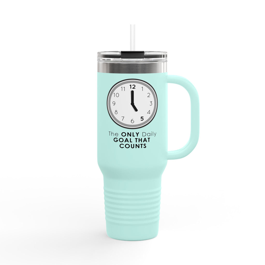 5 O’Clock Daily Goal Travel Mug – Dark Humor Office Survival Tumbler