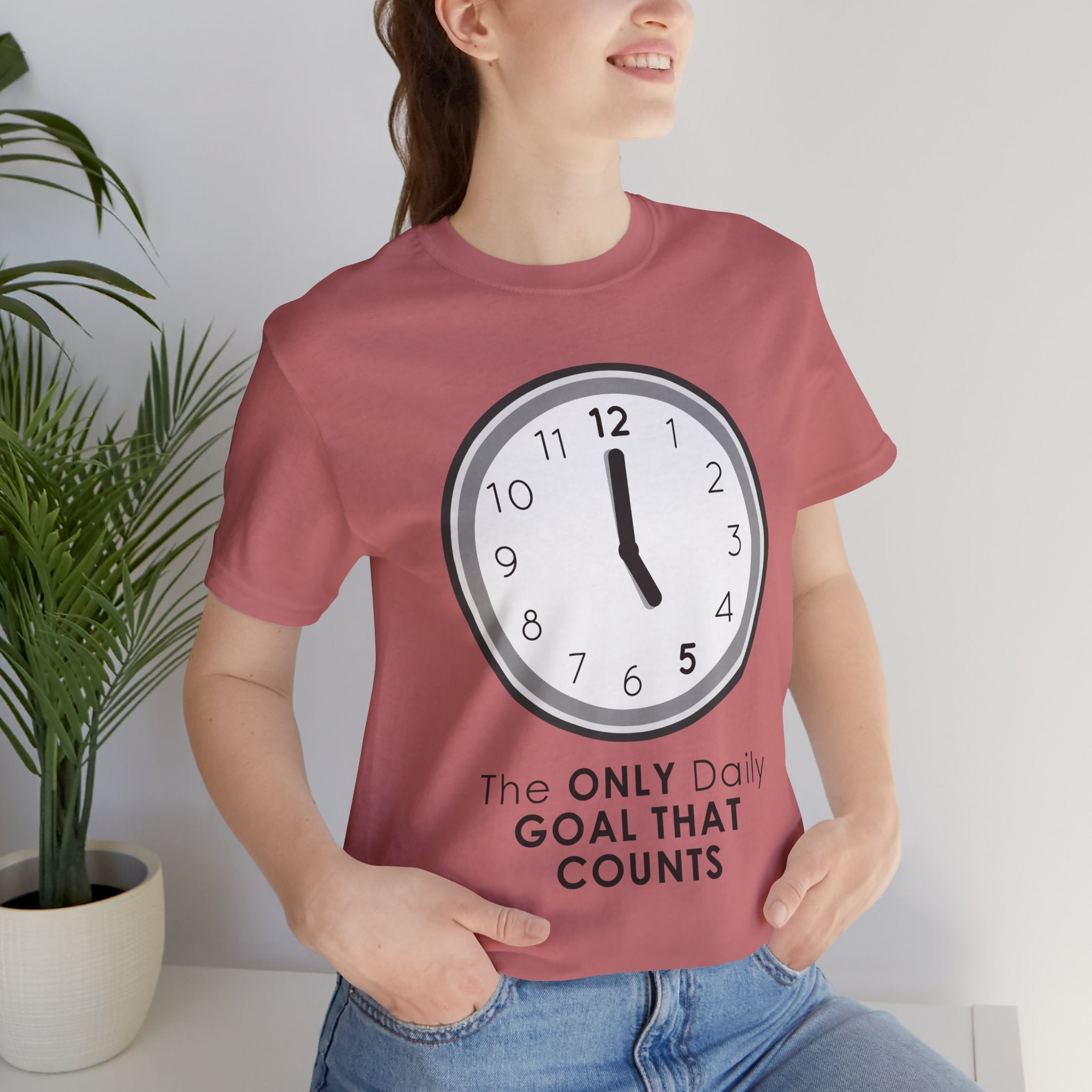 5 O’Clock Daily Goal T-Shirt – Dark Humor Office Survival Graphic Tee