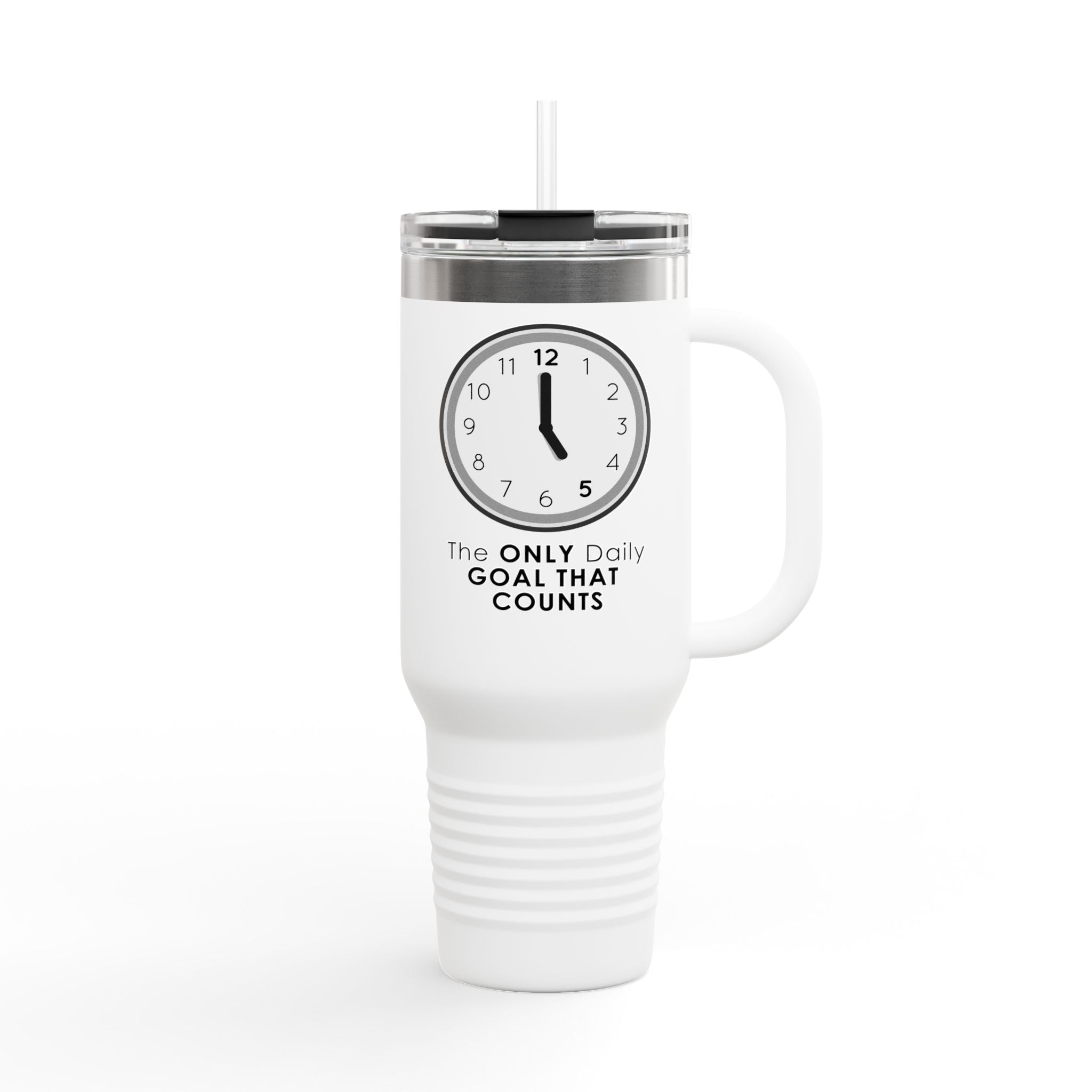 5 O’Clock Daily Goal Travel Mug – Dark Humor Office Survival Tumbler