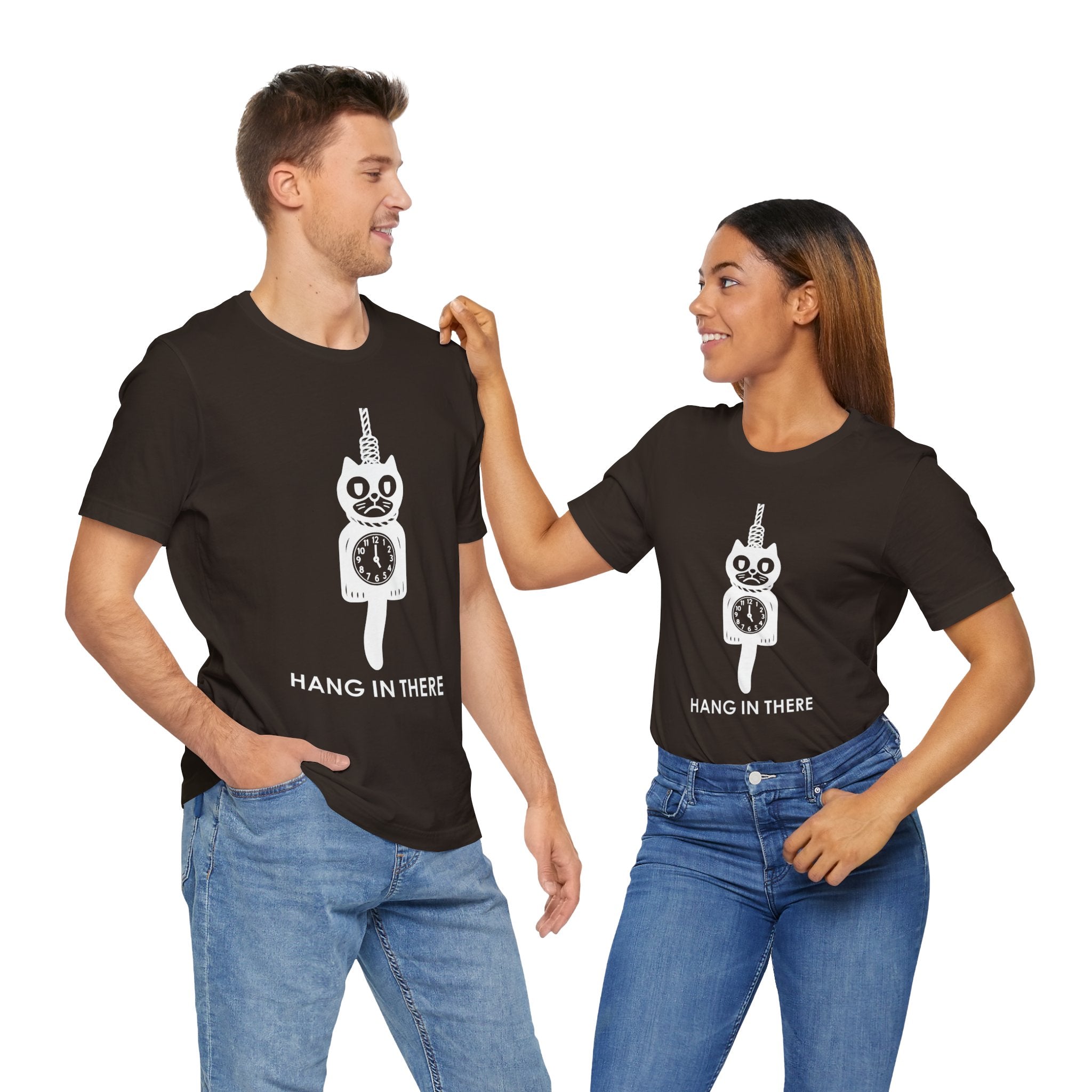 Hang In There T-Shirt – Dark Humor Cat Clock Parody Graphic Tee