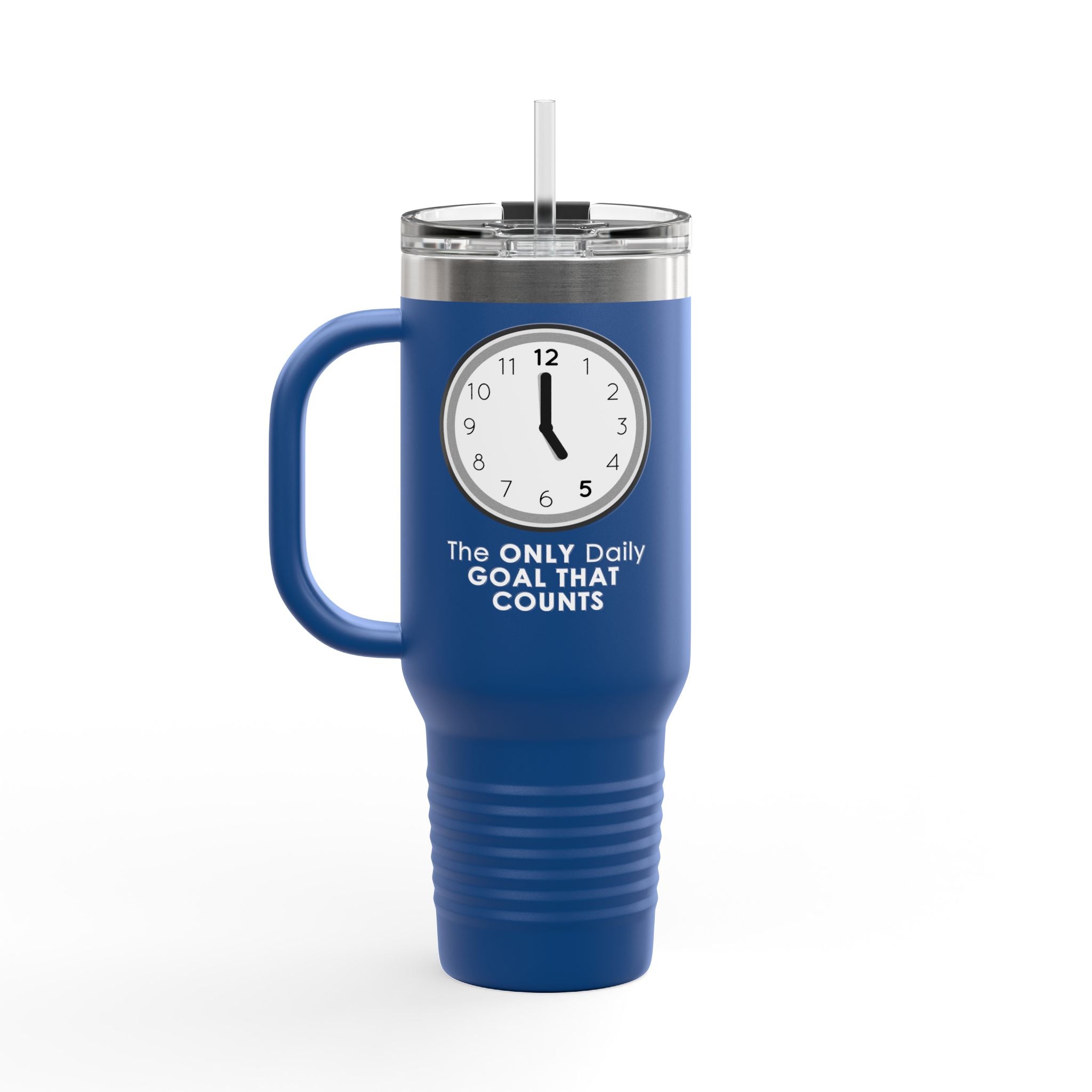 5 O’Clock Daily Goal Travel Mug – Dark Humor Office Survival Tumbler