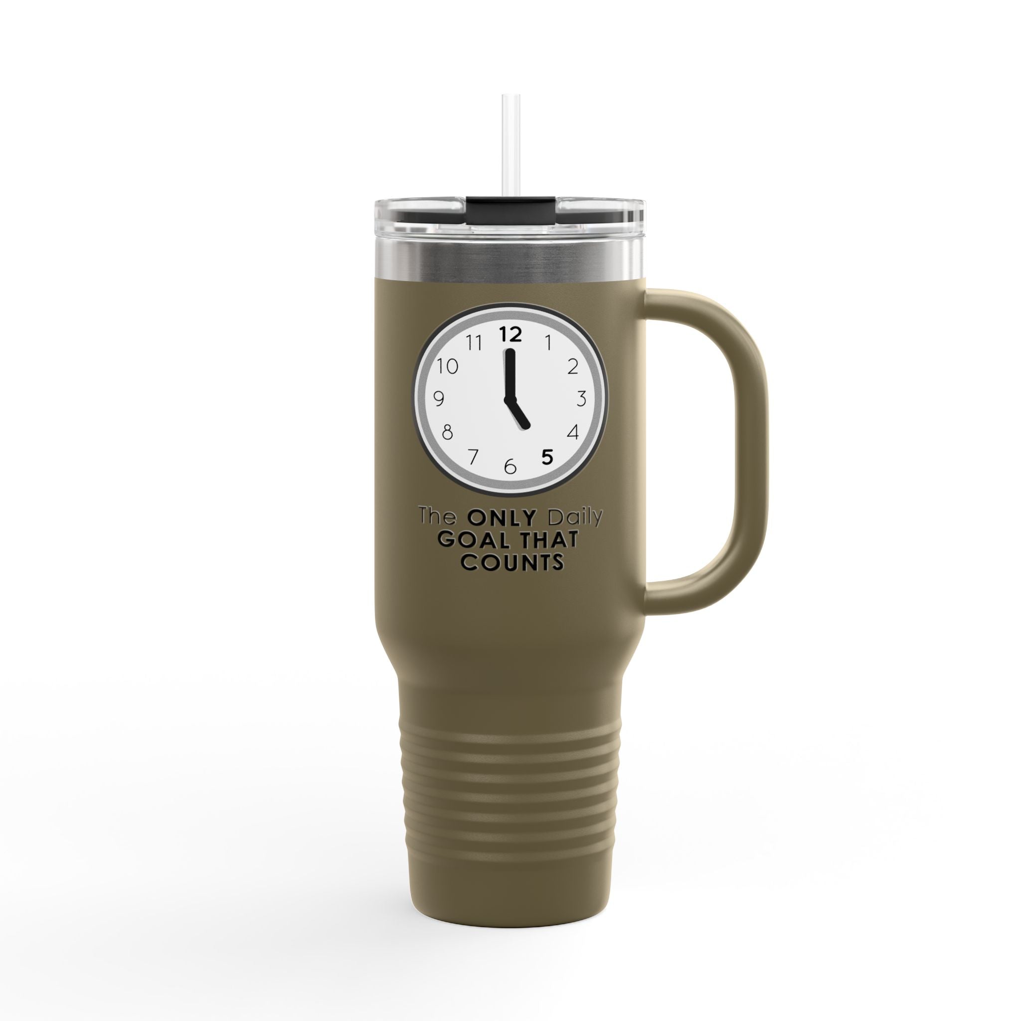 5 O’Clock Daily Goal Travel Mug – Dark Humor Office Survival Tumbler