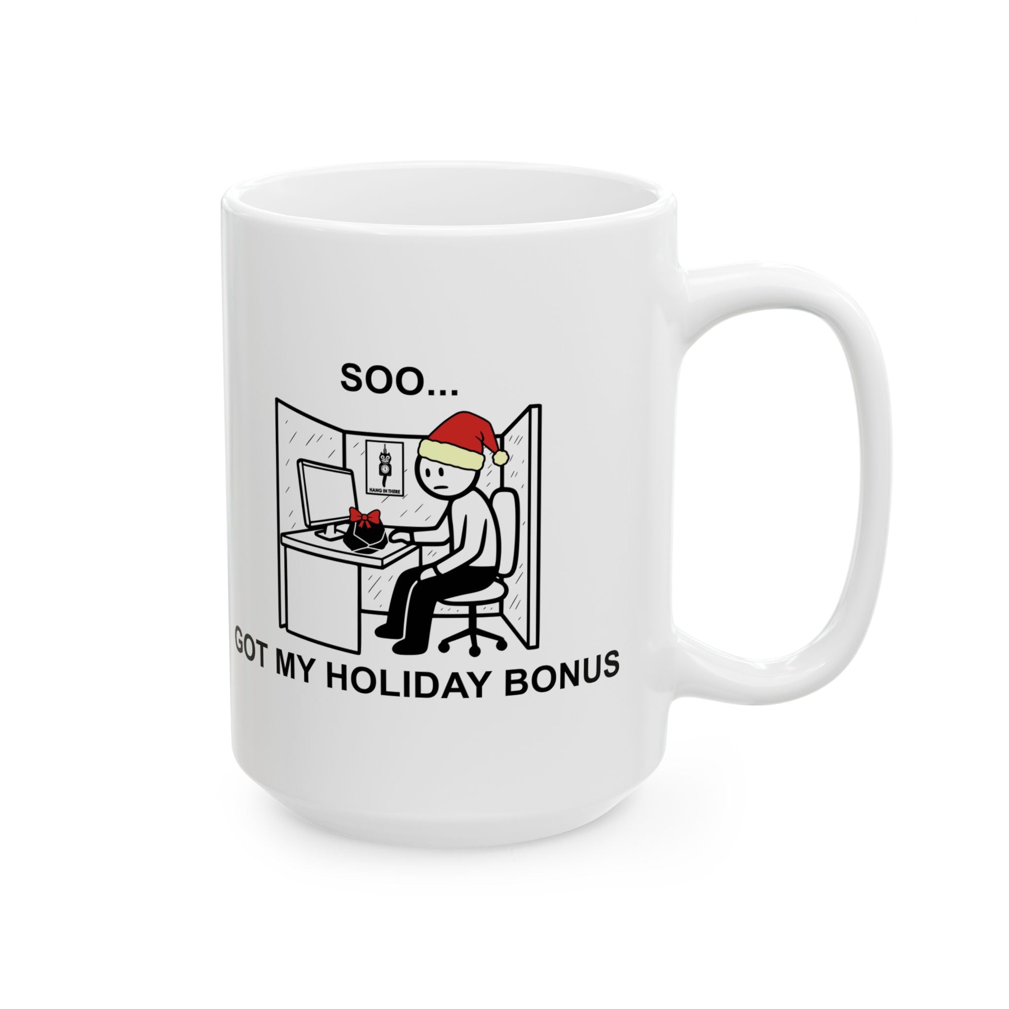 Holiday Bonus Comic Coffee Mug – Dark Humor Corporate Christmas Office Cup