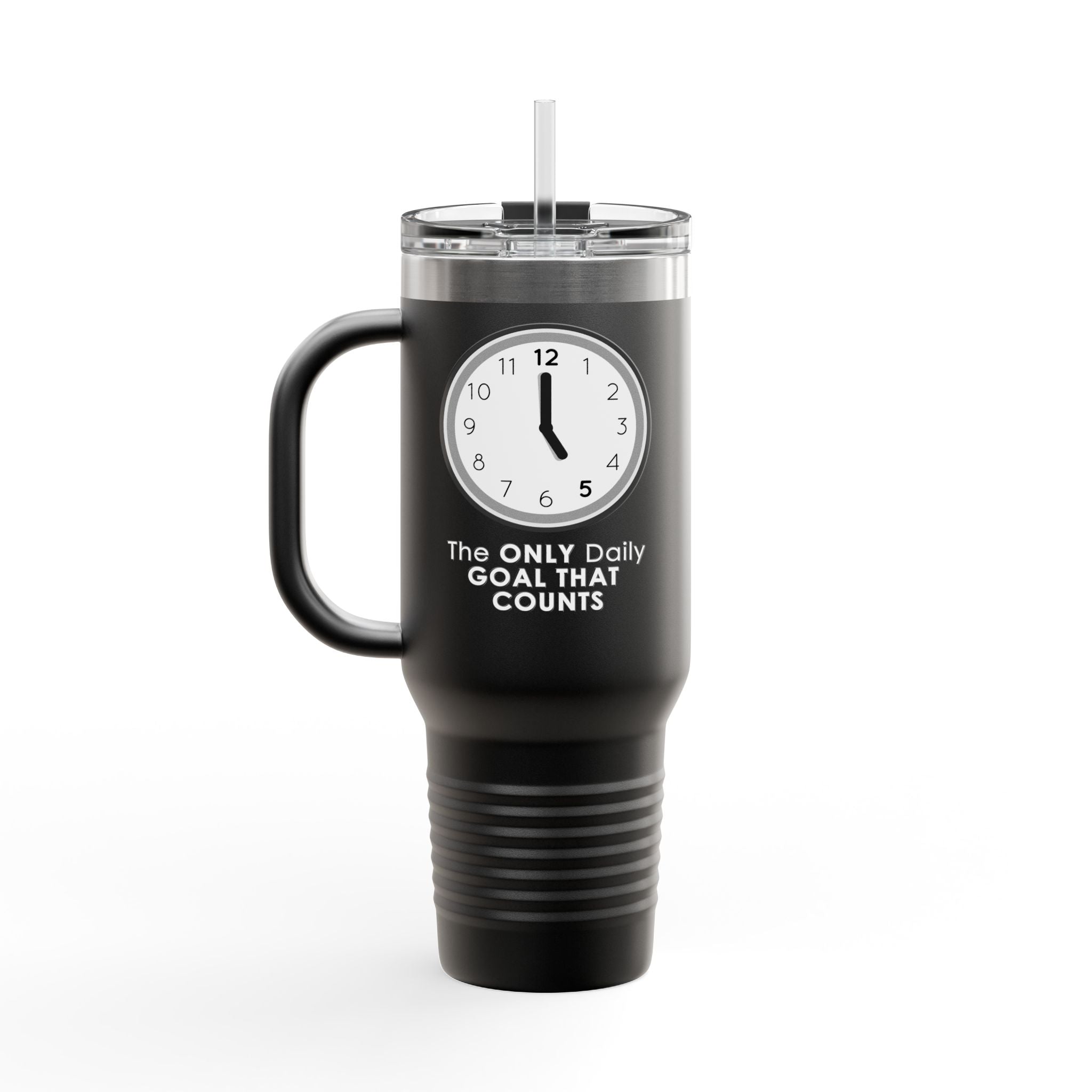 5 O’Clock Daily Goal Travel Mug – Dark Humor Office Survival Tumbler