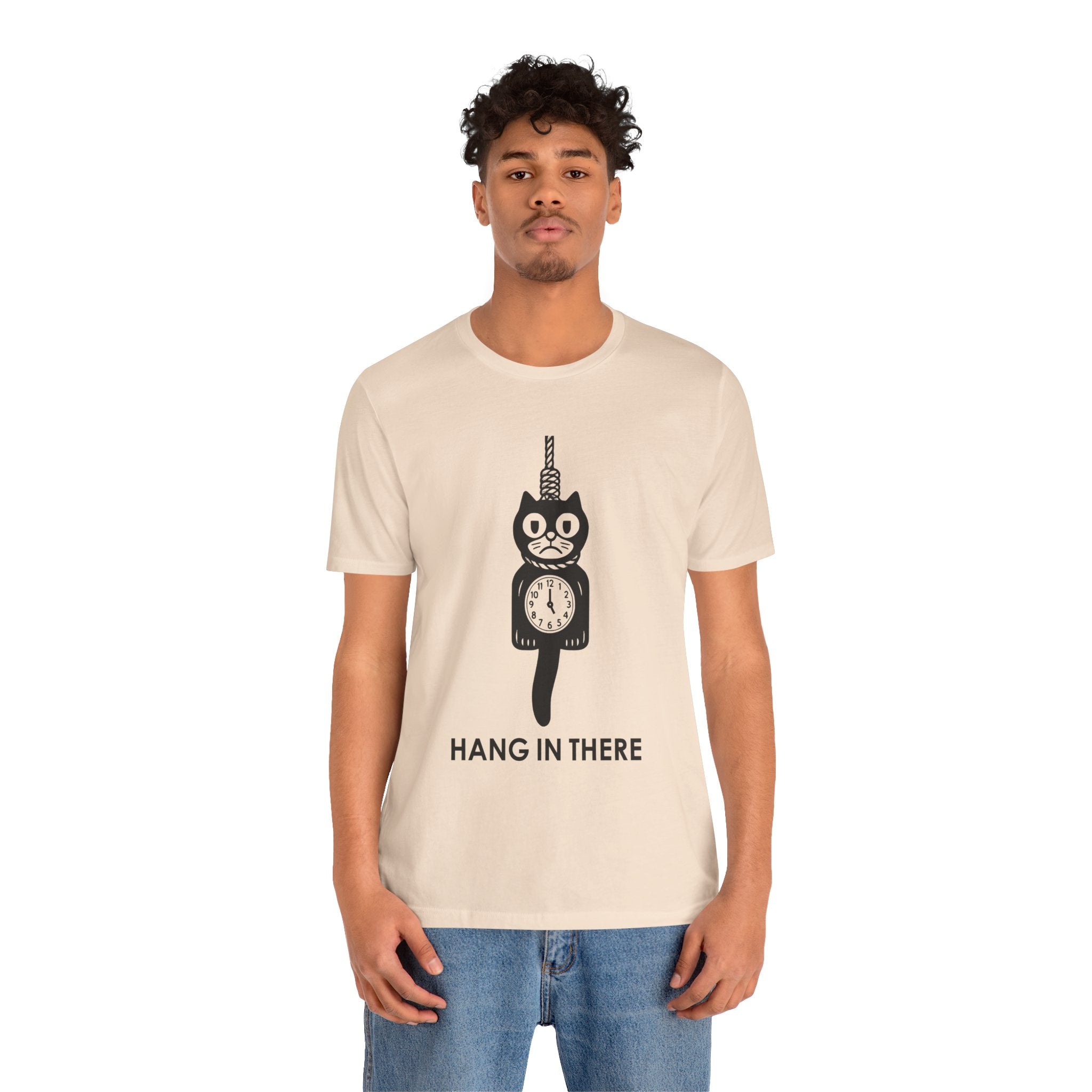 Hang In There T-Shirt – Dark Humor Cat Clock Parody Graphic Tee