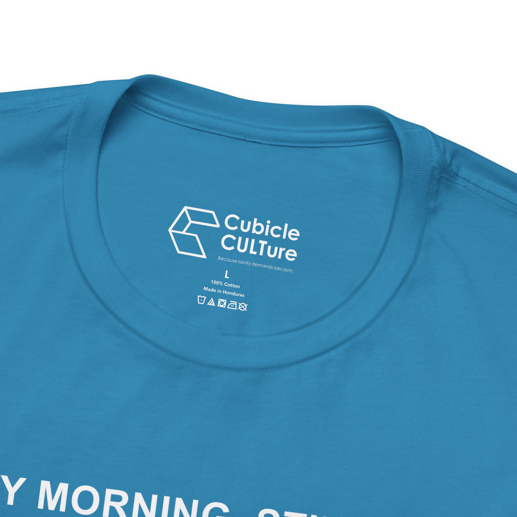 Every Morning — Clocking into Hell T-Shirt – Cliffverse Office Humor Graphic Tee for Corporate Survivors