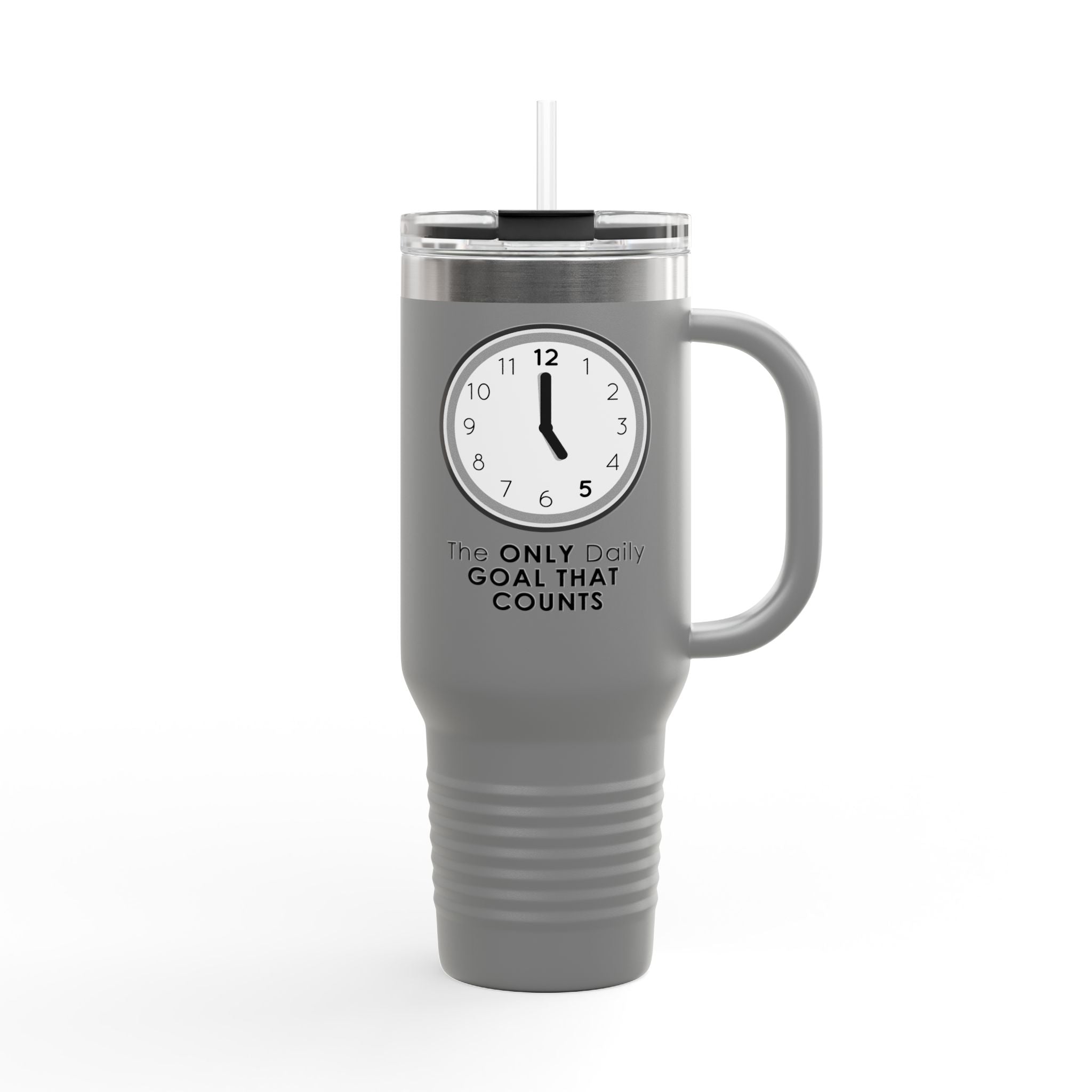 5 O’Clock Daily Goal Travel Mug – Dark Humor Office Survival Tumbler