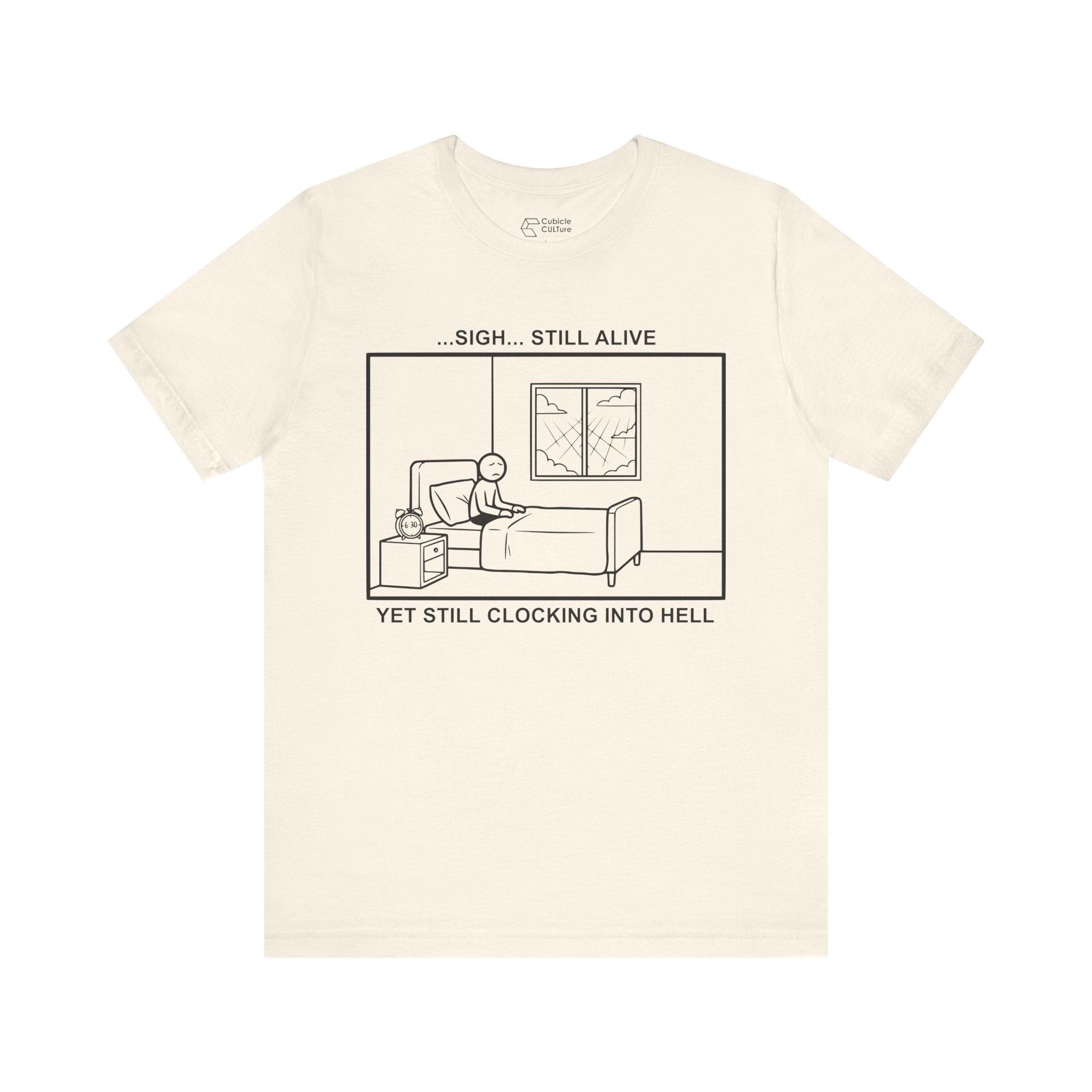 Every Morning — Clocking into Hell T-Shirt – Cliffverse Office Humor Graphic Tee for Corporate Survivors