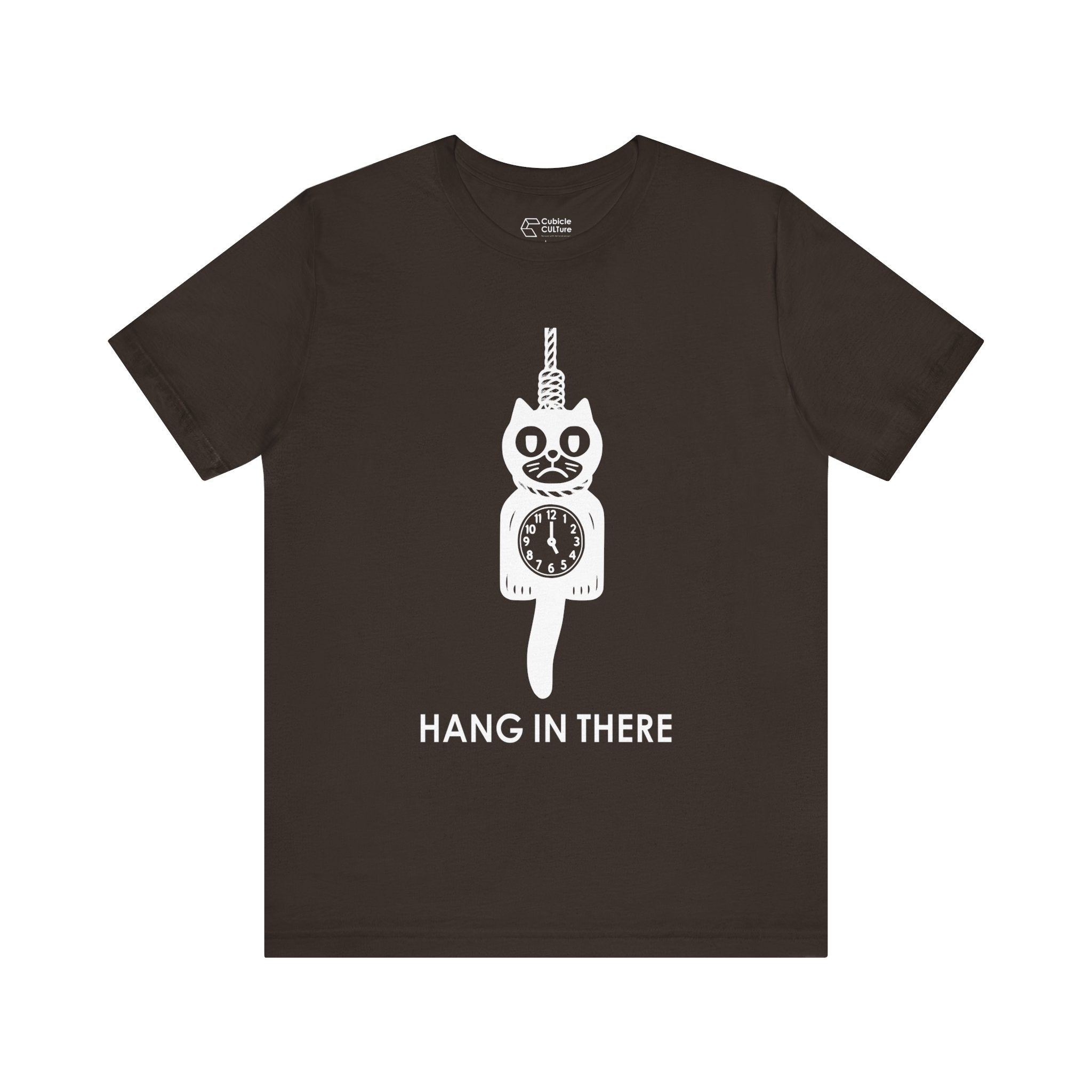 Hang In There T-Shirt – Dark Humor Cat Clock Parody Graphic Tee