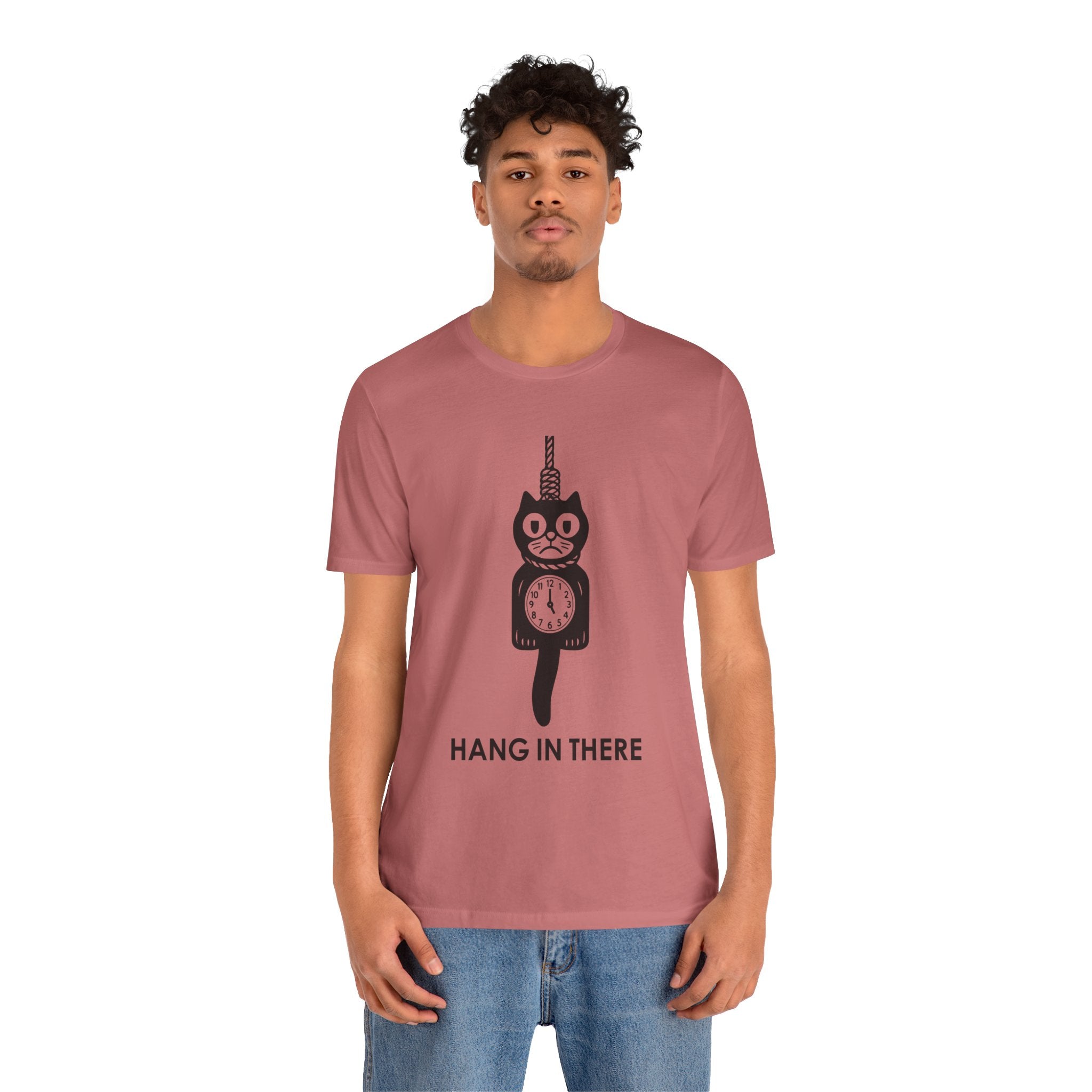 Hang In There T-Shirt – Dark Humor Cat Clock Parody Graphic Tee