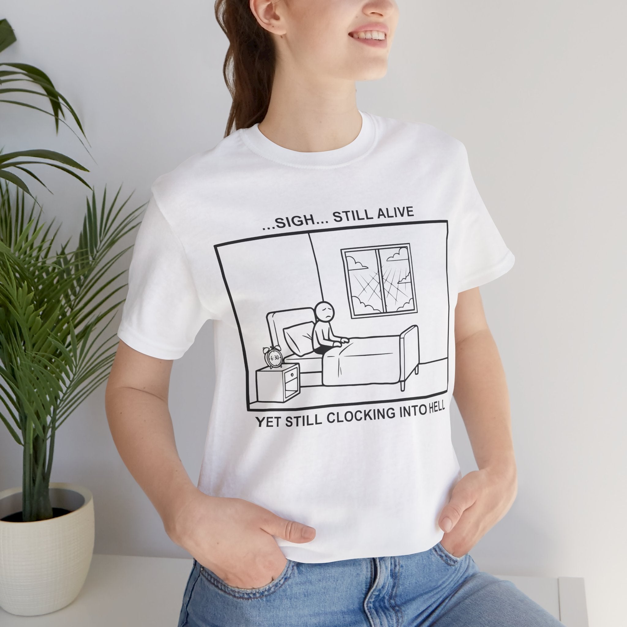 Every Morning — Clocking into Hell T-Shirt – Cliffverse Office Humor Graphic Tee for Corporate Survivors