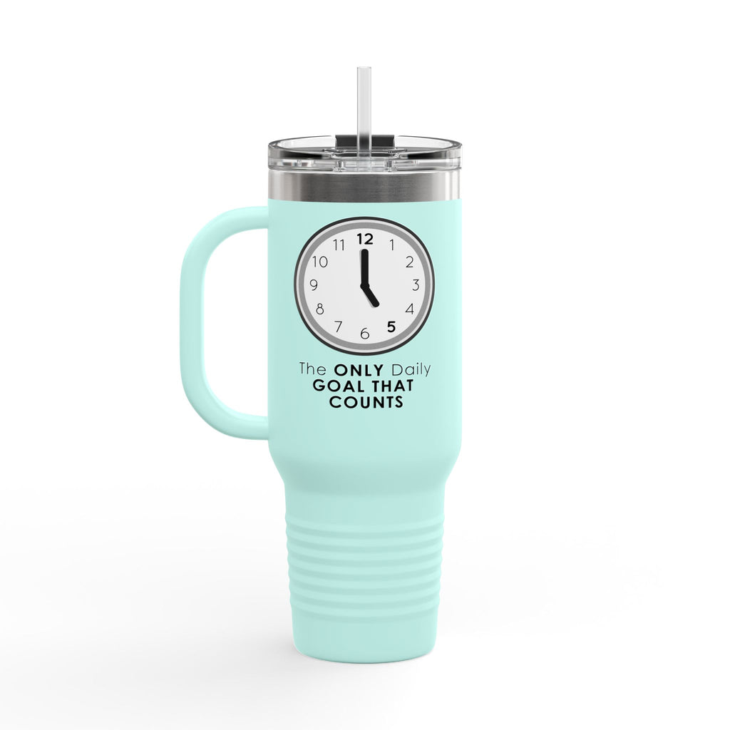 5 O’Clock Daily Goal Travel Mug – Dark Humor Office Survival Tumbler