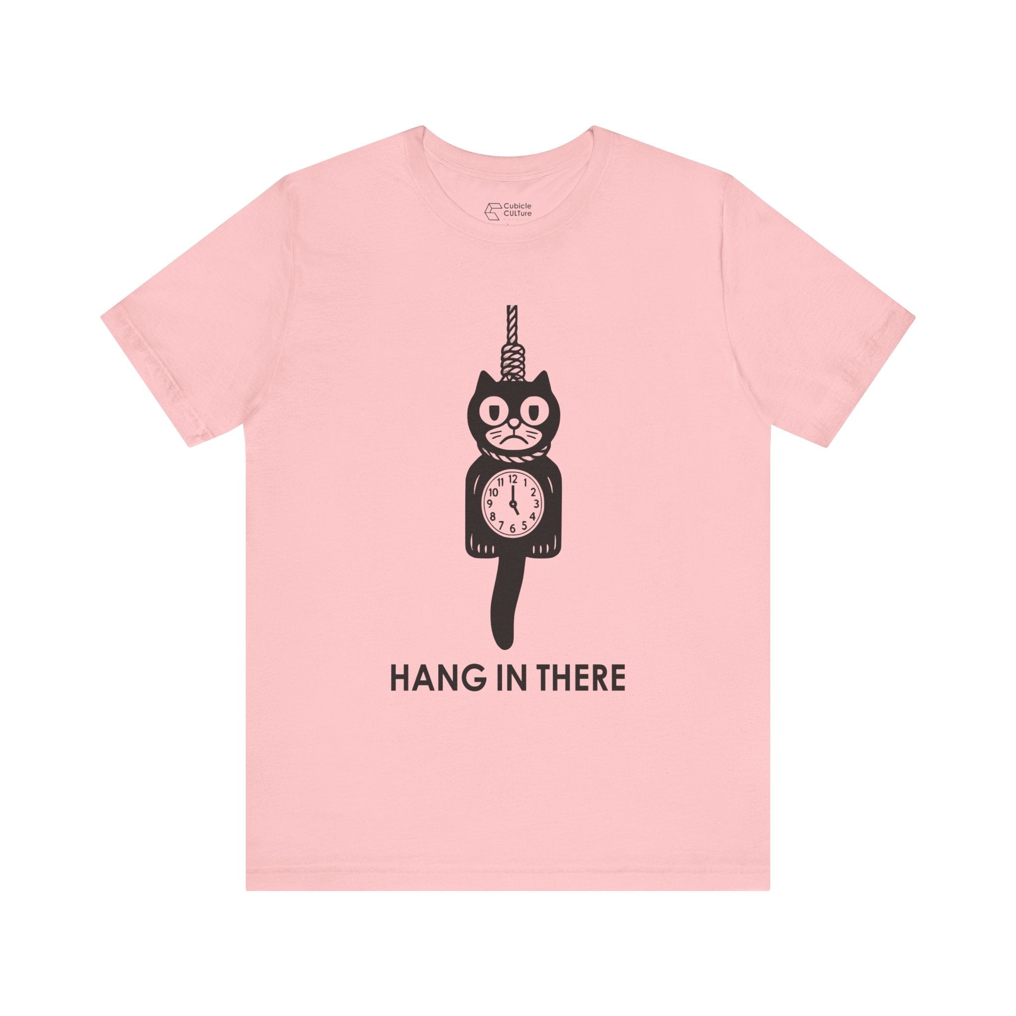 Hang In There T-Shirt – Dark Humor Cat Clock Parody Graphic Tee