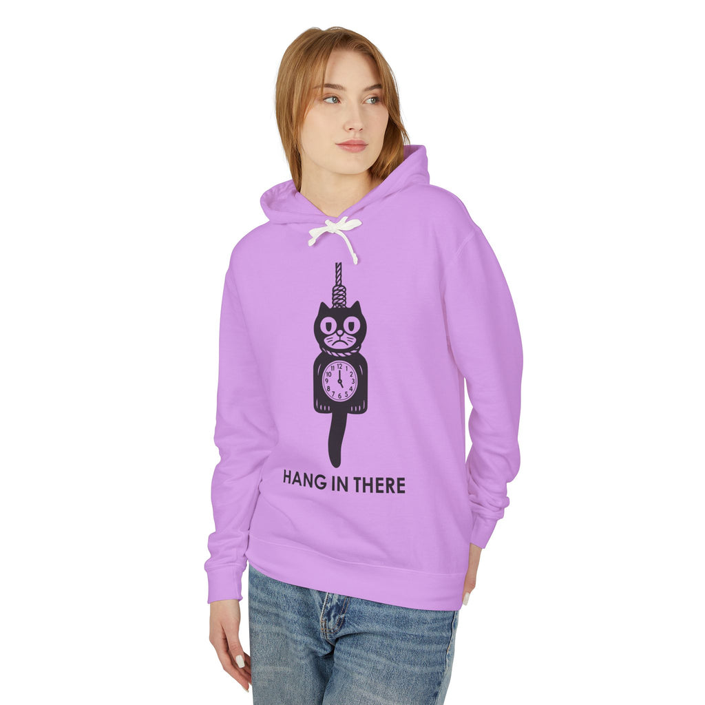 Hang In There Hoodie – Dark Humor Cat Clock Parody Sweatshirt