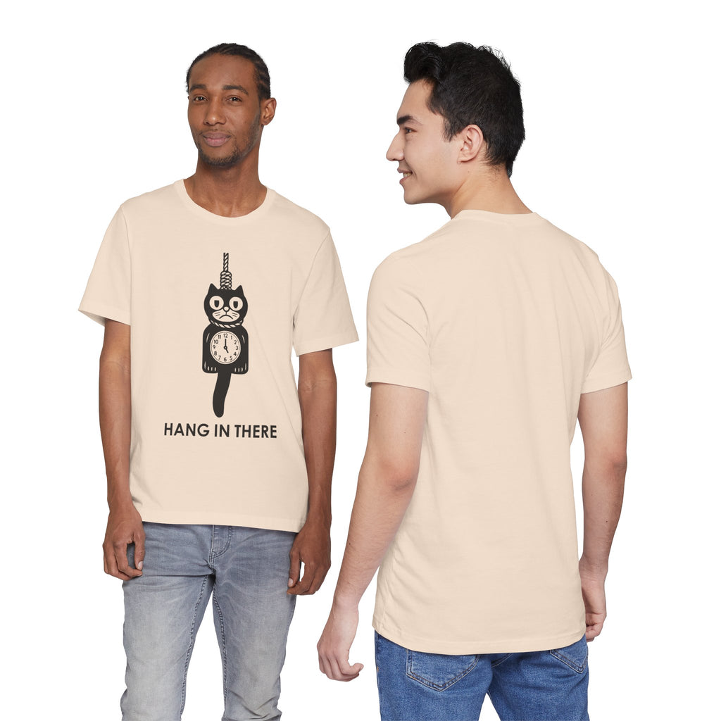 Hang In There T-Shirt – Dark Humor Cat Clock Parody Graphic Tee
