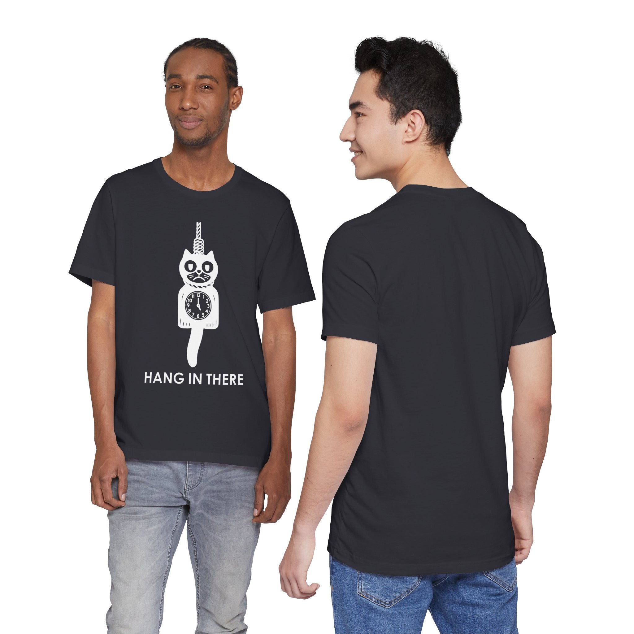 Hang In There T-Shirt – Dark Humor Cat Clock Parody Graphic Tee