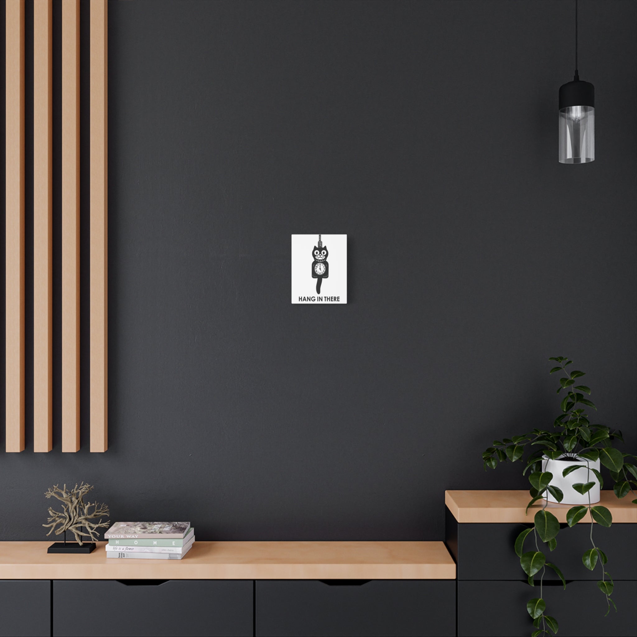 Hang In There Canvas – Dark Humor Cat Clock Parody Office Wall Art