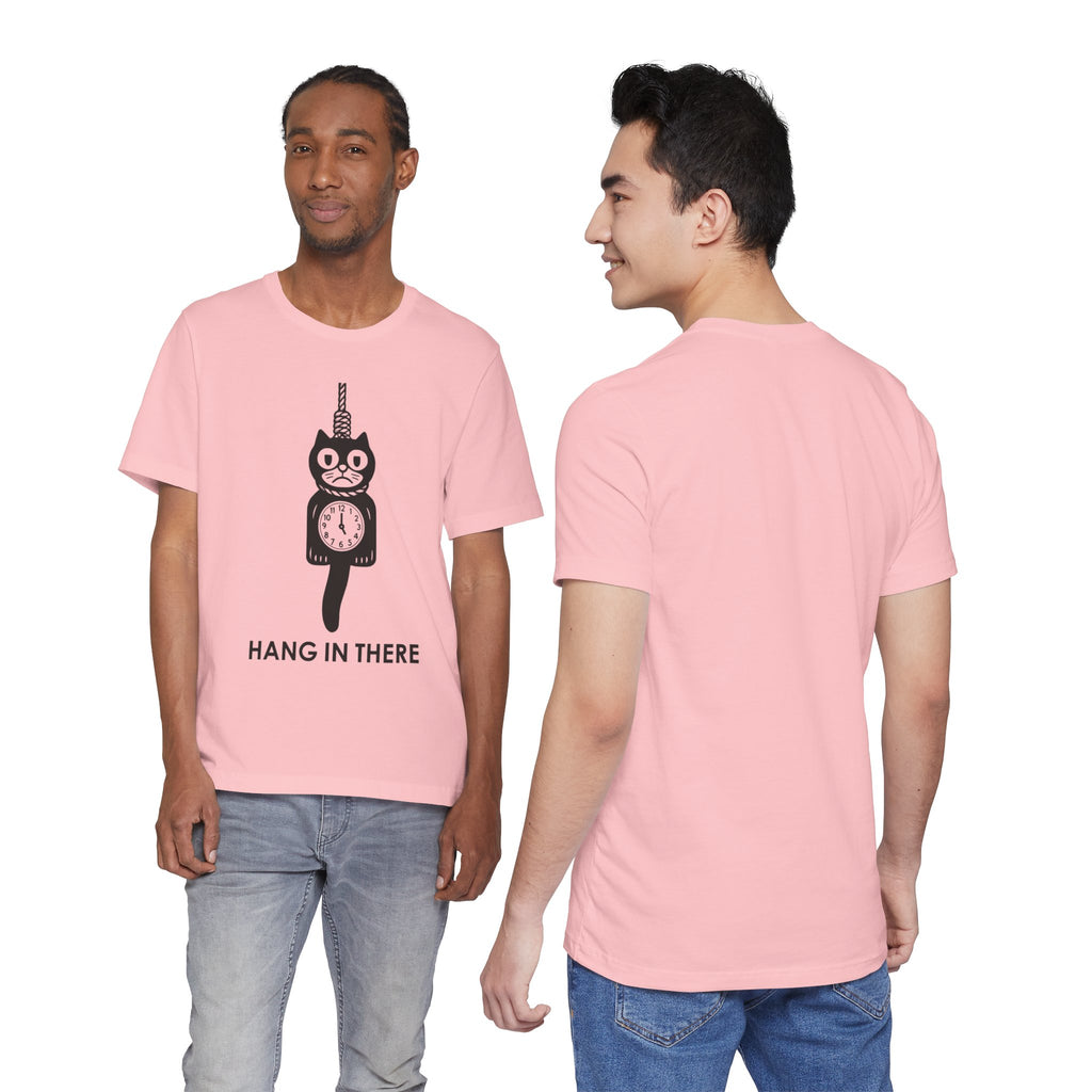 Hang In There T-Shirt – Dark Humor Cat Clock Parody Graphic Tee