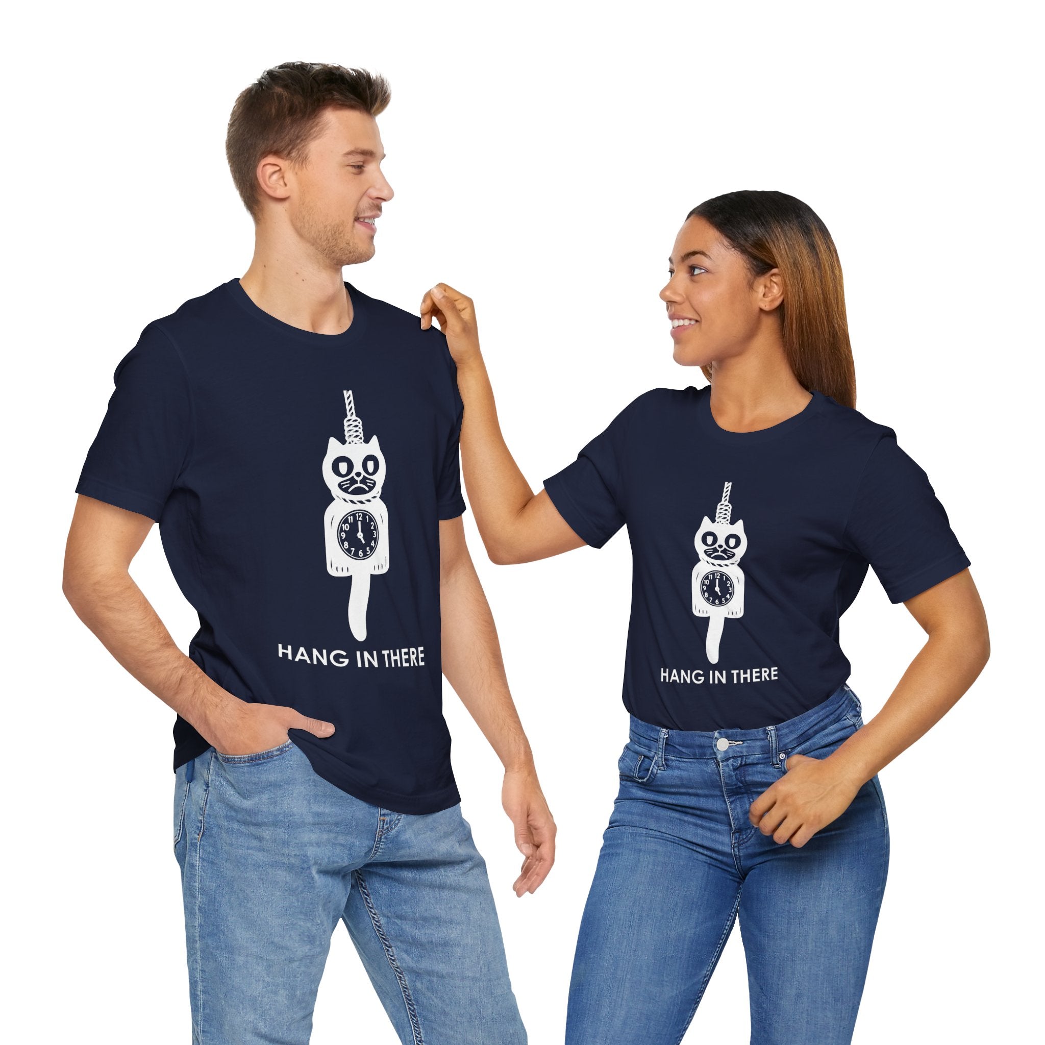 Hang In There T-Shirt – Dark Humor Cat Clock Parody Graphic Tee