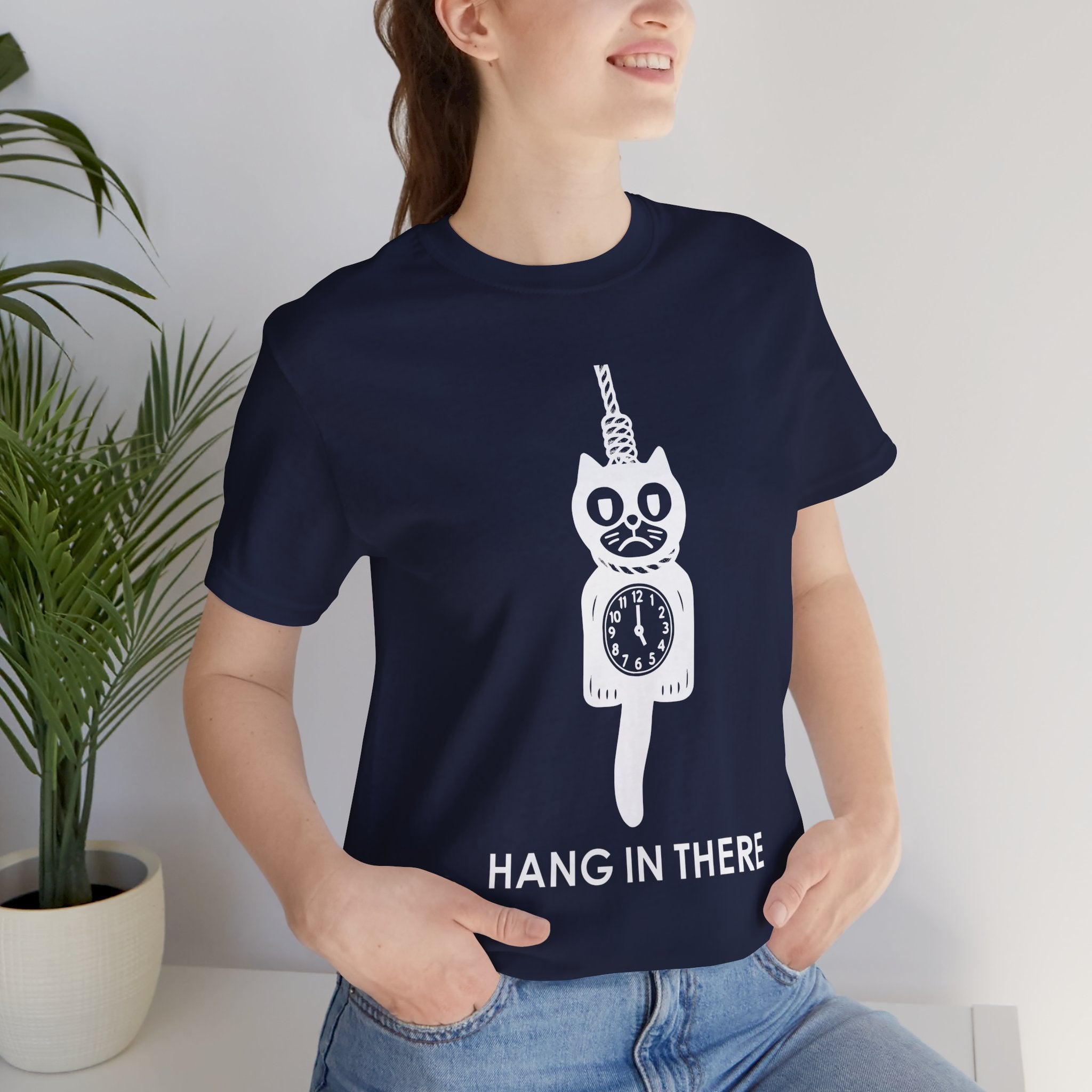 Hang In There T-Shirt – Dark Humor Cat Clock Parody Graphic Tee