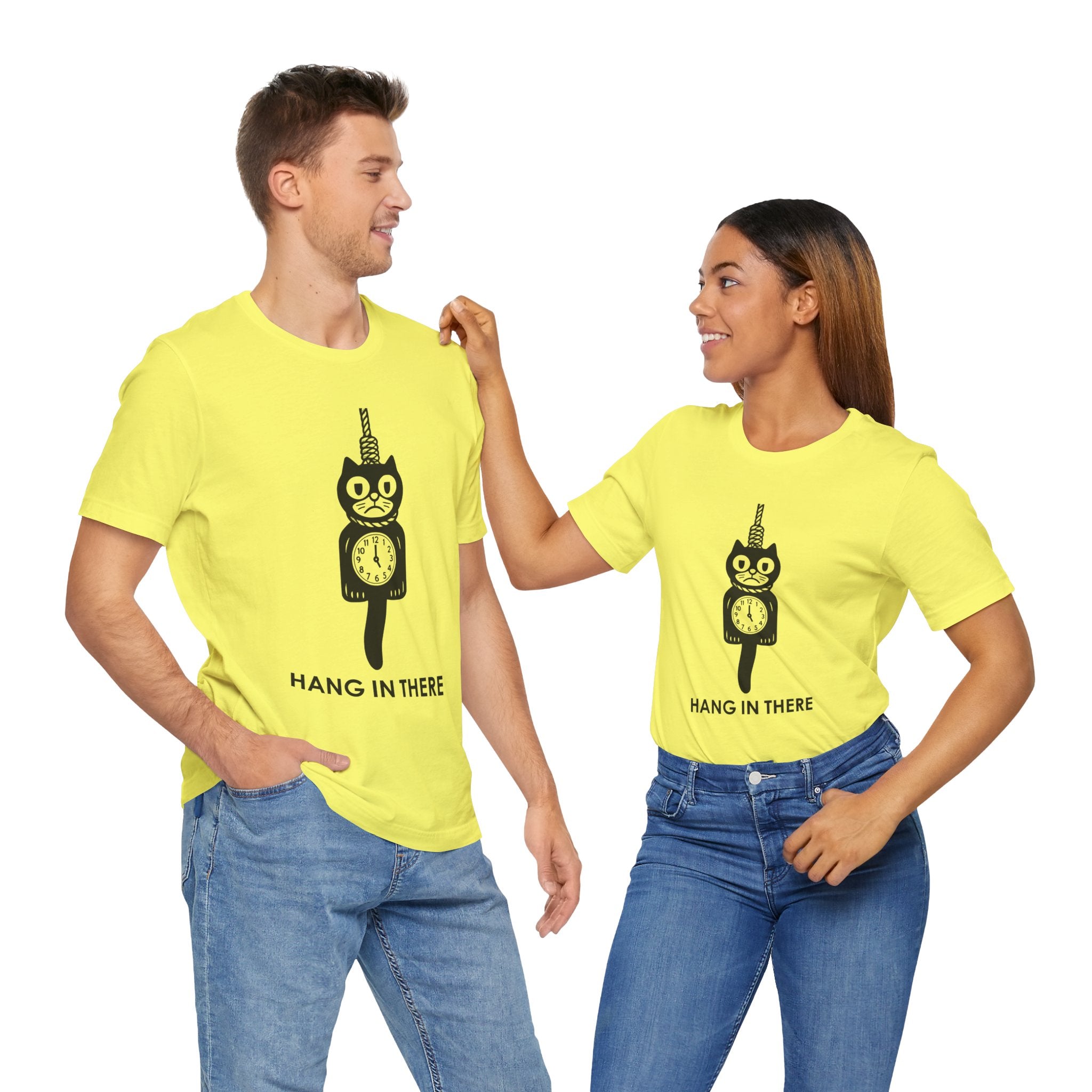 Hang In There T-Shirt – Dark Humor Cat Clock Parody Graphic Tee