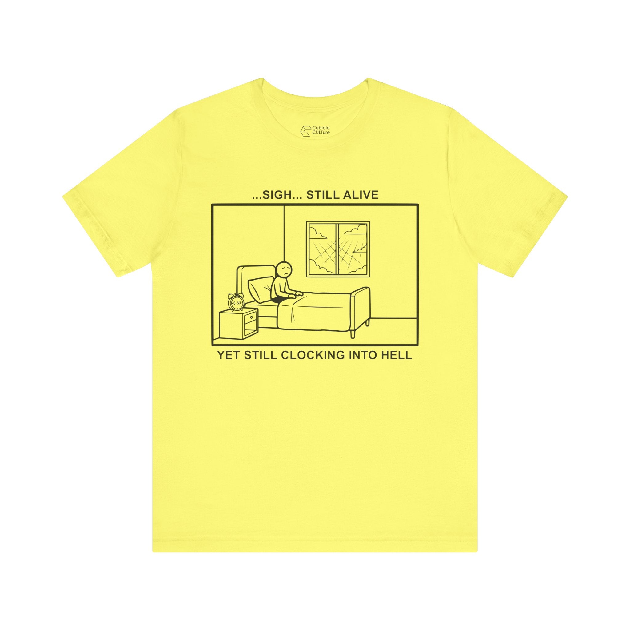 Every Morning — Clocking into Hell T-Shirt – Cliffverse Office Humor Graphic Tee for Corporate Survivors