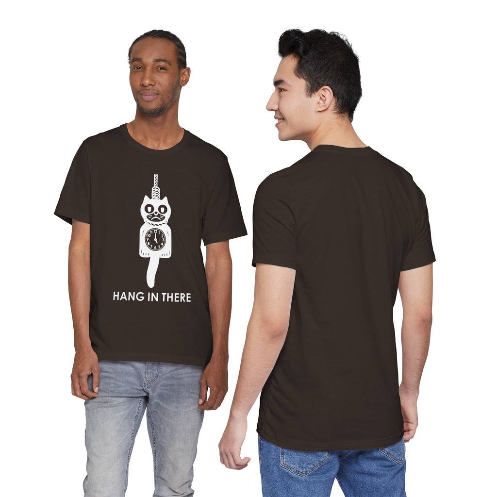 Hang In There T-Shirt – Dark Humor Cat Clock Parody Graphic Tee