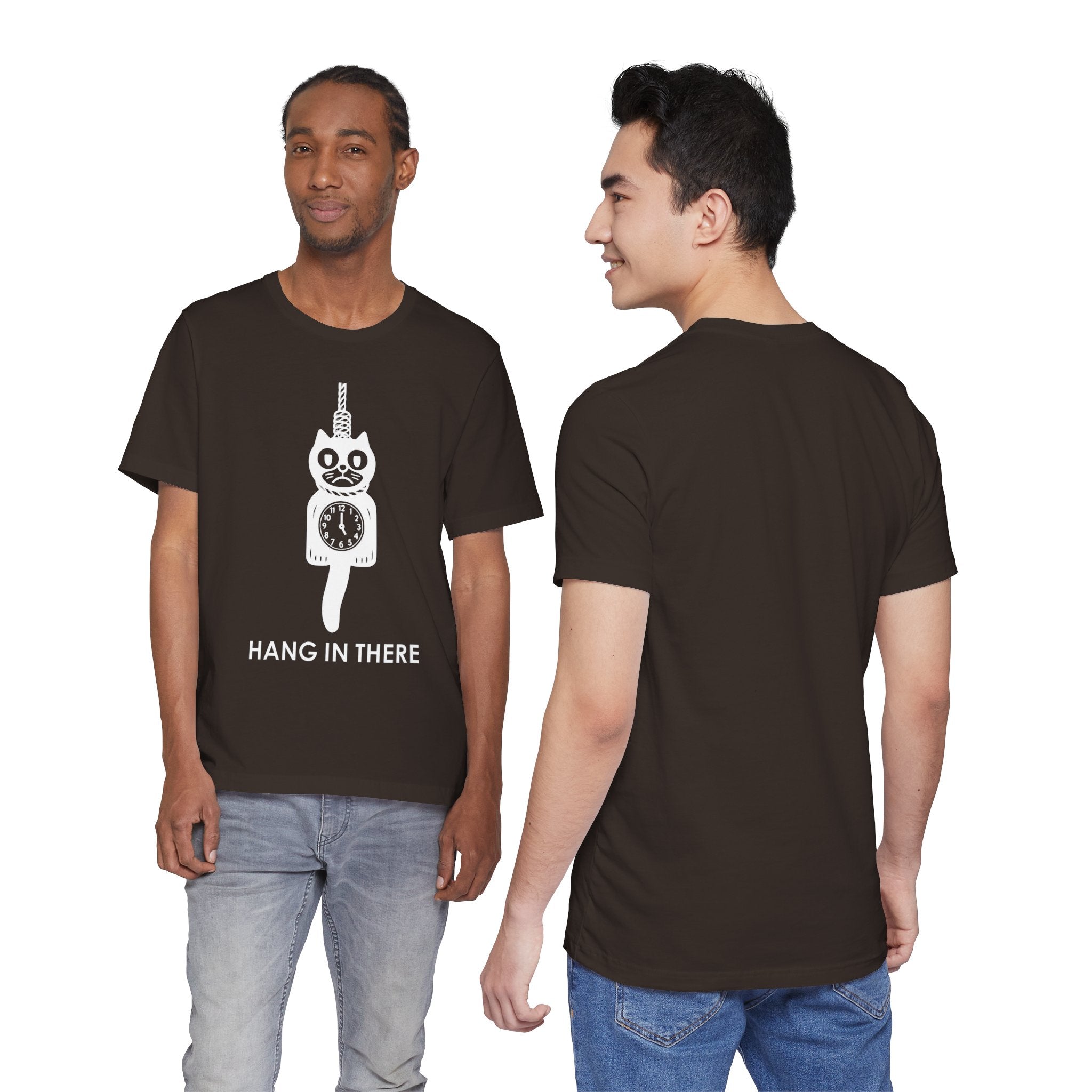 Hang In There T-Shirt – Dark Humor Cat Clock Parody Graphic Tee
